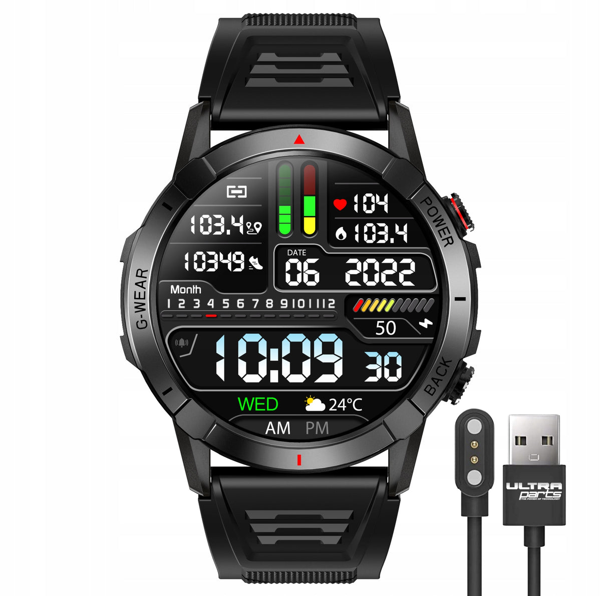 SMARTWATCH SCREEN HD AMOLED MENU PL WATERPROOF HEART RATE OXYGEN PRESSURE 400mAh EAN (GTIN) 5905274253181