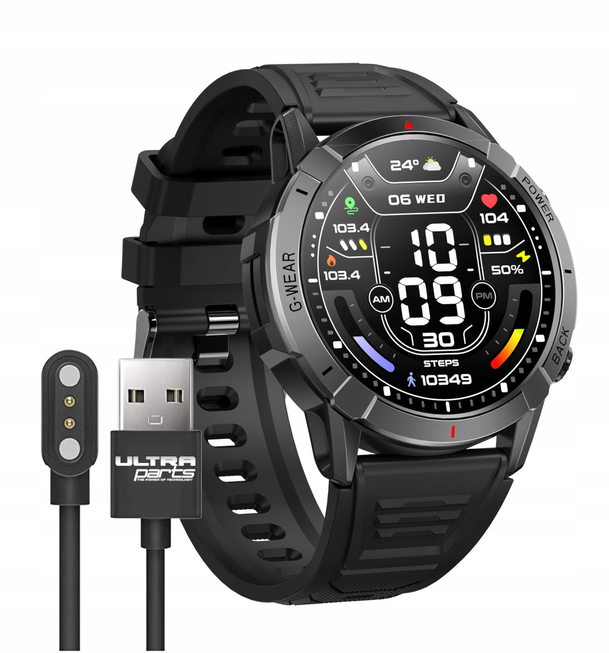 SMARTWATCH SCREEN HD AMOLED MENU PL WATERPROOF HEART RATE OXYGEN PRESSURE 400mAh