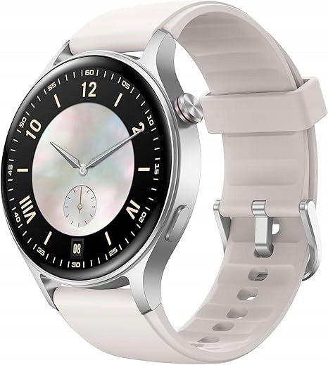 SMARTWATCH SILVER AMOLED 1,32" CONNECTION FUNCTION GPS RUBBER STRAP BEIGE