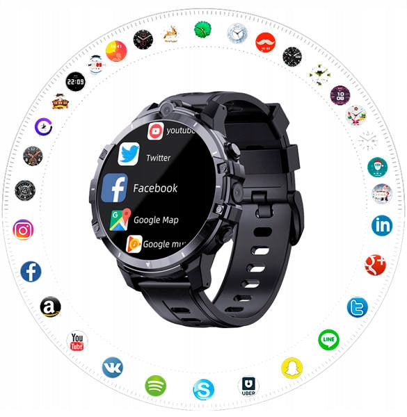 SMARTWATCH SMART WATCH GPS BLACK TALK MENU PL ANDROID AMOLED 10 Packaging status original