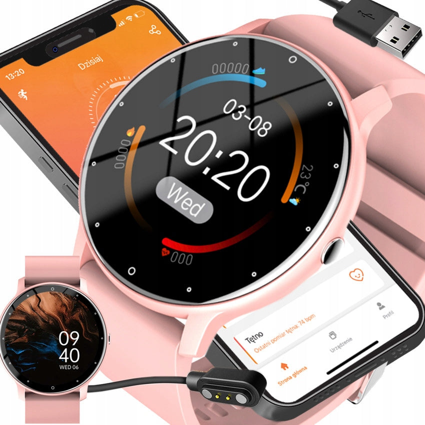 SMARTWATCH SMARTBAND Rubicon SMS STEPS POLISH MENU PINK CONVERSATIONS Brand Rubicon