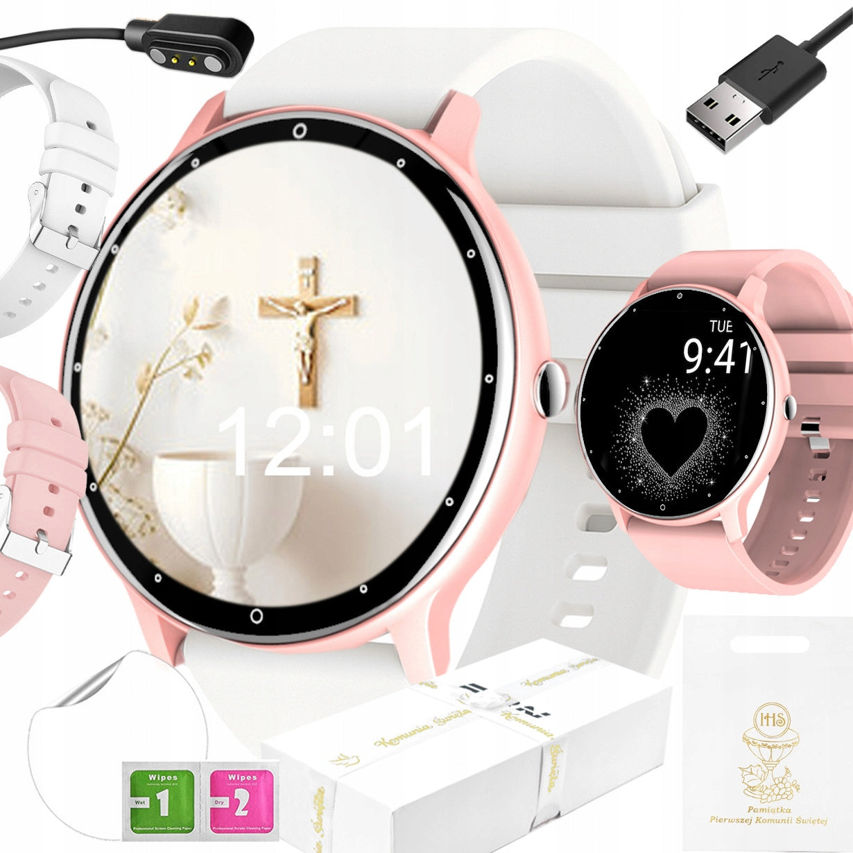 SMARTWATCH SMARTBAND Rubicon SMS STEPS POLISH MENU PINK CONVERSATIONS