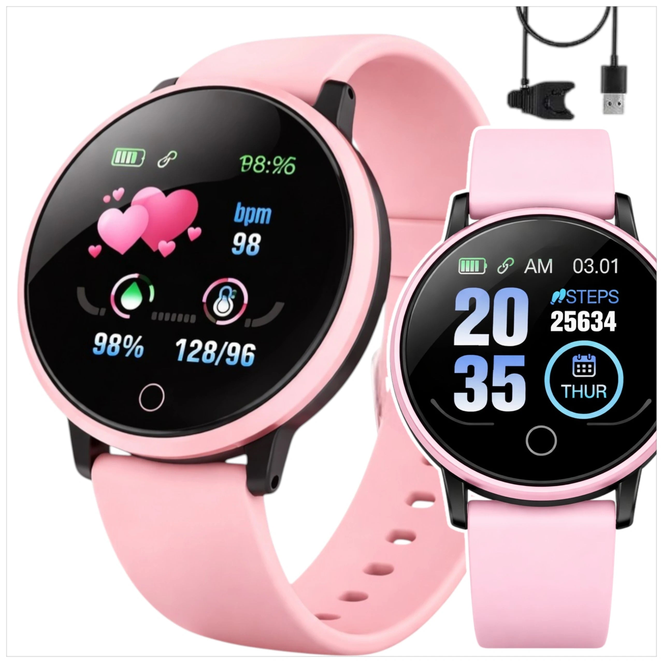 SMARTWATCH SPORTS WATCH PINK POLISH MENU SMART WATCH 119 PLUS