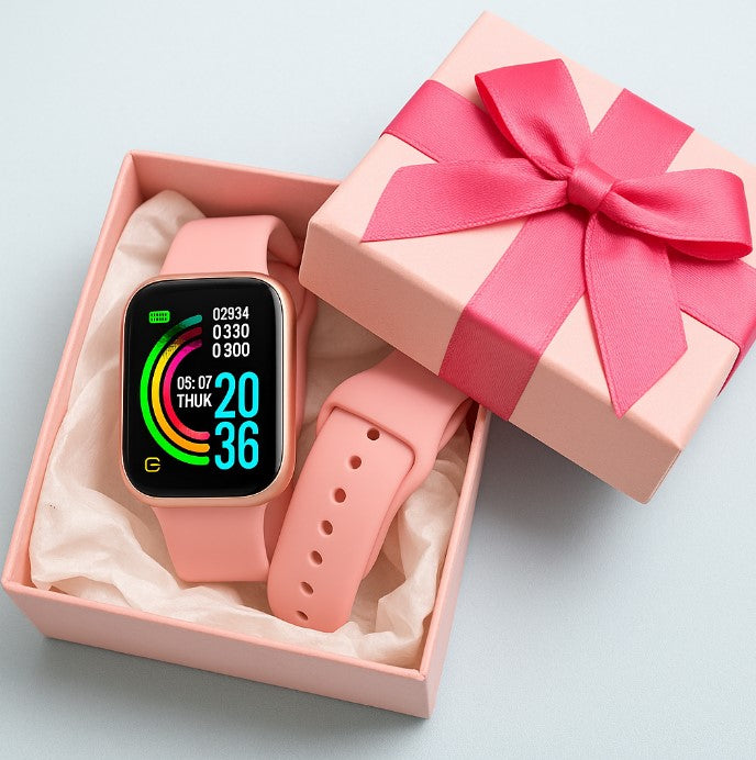 SMARTWATCH SQUARE PINK + PINK HEADPHONES WITH CAT EARS LED Packaging status original
