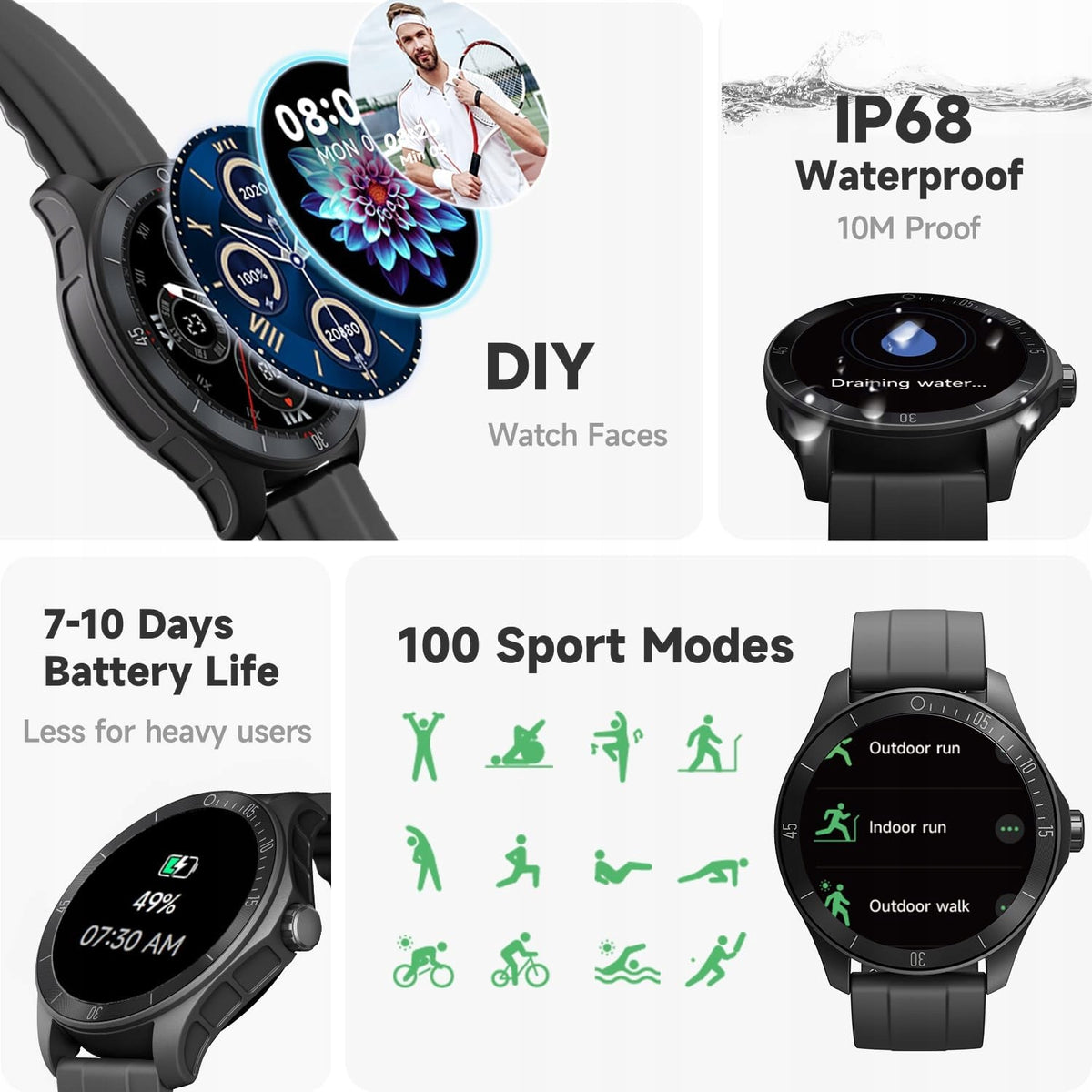 SMARTWATCH TOOBUR IDW18 BLACK ALEXA Packaging status original