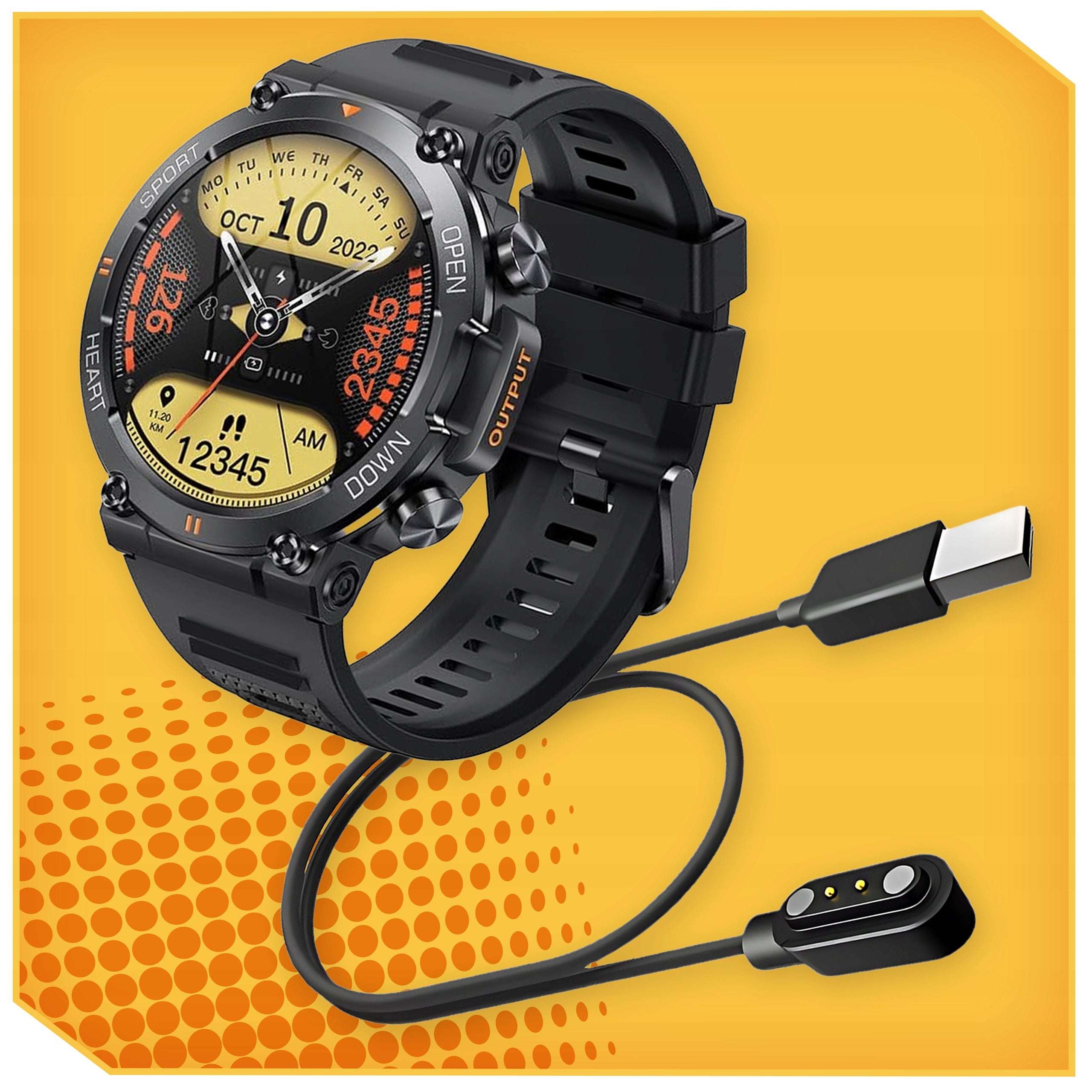 SMARTWATCH WATCH 360x360 CONVERSATION MENU PL WATERPROOF SPORTS MEASUREMENTS PRO Manufacturer code SMART WATCH IP67 POWIADOMIENIA BT 5.0