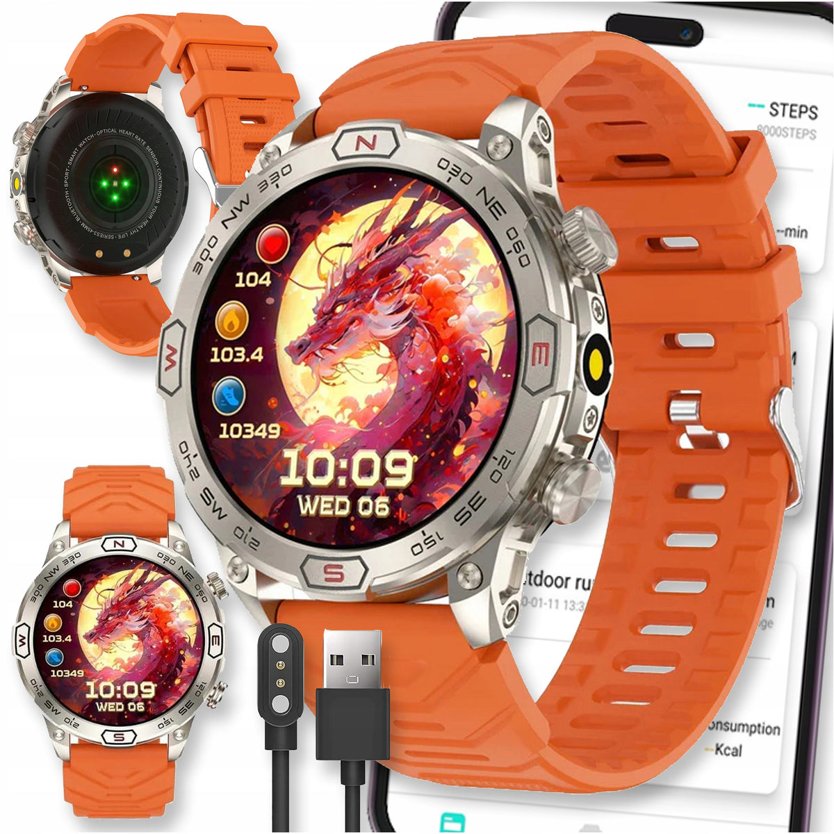 SMARTWATCH WATCH AMOLED PL MENU SP02 MALE SMART TALK SPORT PULSE