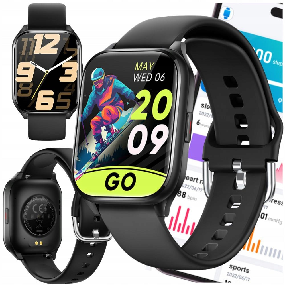 SMARTWATCH WATCH BLACK AMOLED MENU PL PRO WOMEN WATERPROOF MEN'S