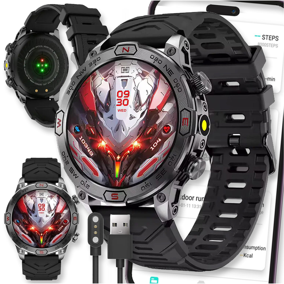 SMARTWATCH WATCH BLACK AMOLED PL MENU MEN'S SMART TALK SPORT