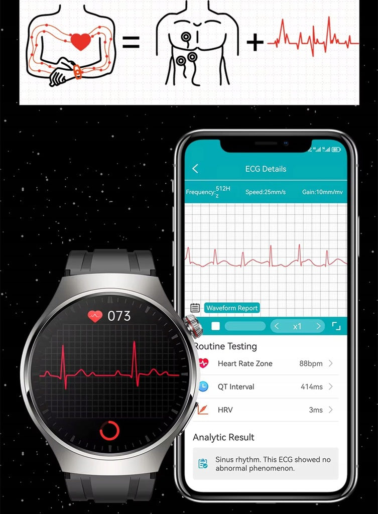 SMARTWATCH WATCH BLOOD PRESSURE MONITOR EKG HRV PULSE PRESSURE – TALK MENU PL Packaging status original