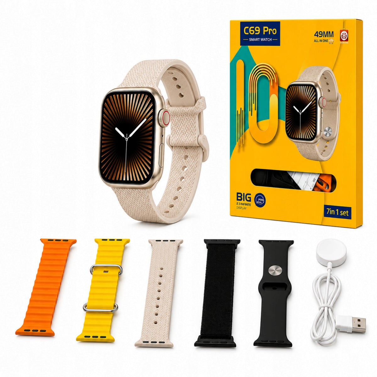 SMARTWATCH WATCH C69 PRO 49MM SET 7IN1 5 BLUETOOTH TALK BARS IP67