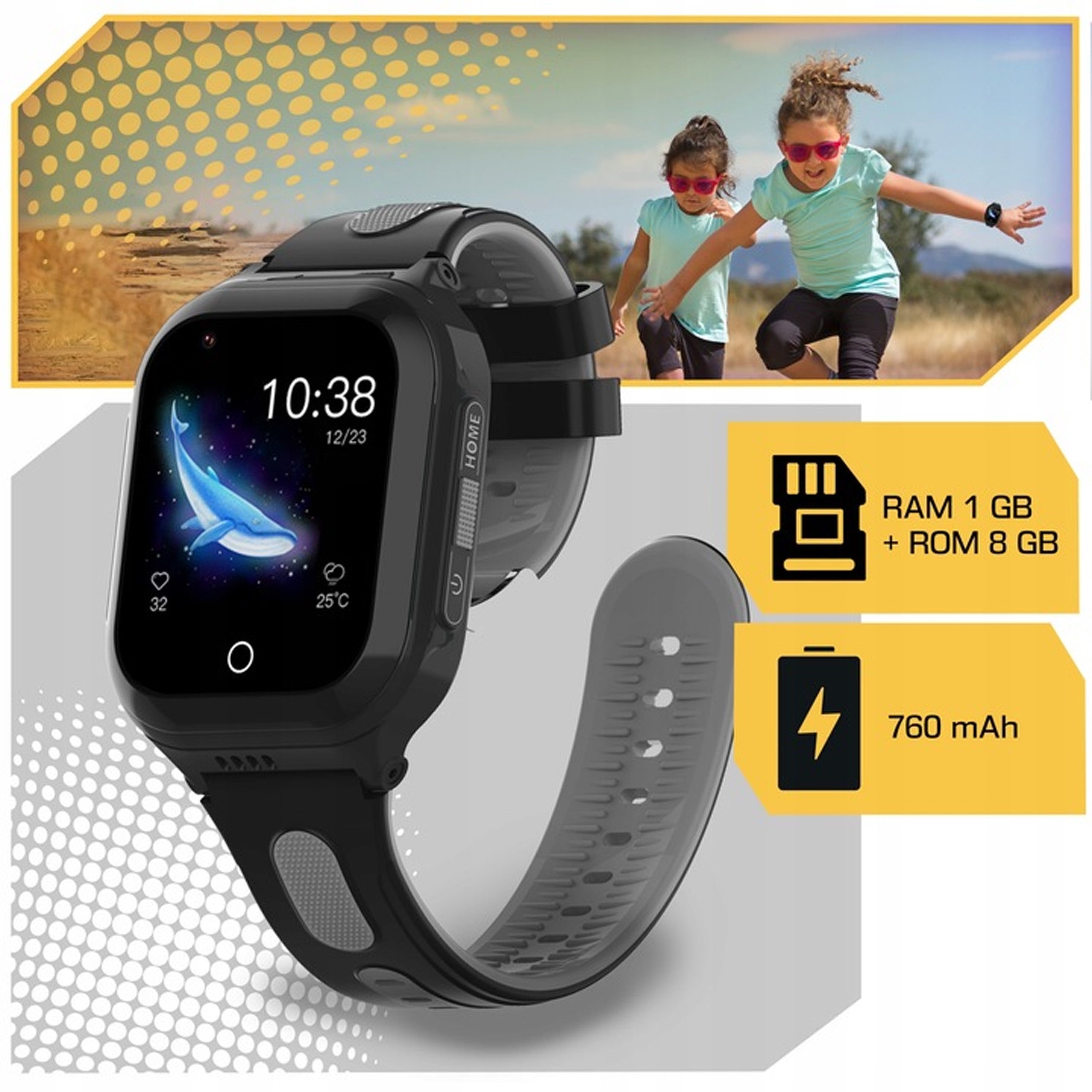 SMARTWATCH WATCH FOR CHILDREN LOCATION GPS SMS TALK GAMES 8GB BLACK EAN (GTIN) 5906700047565