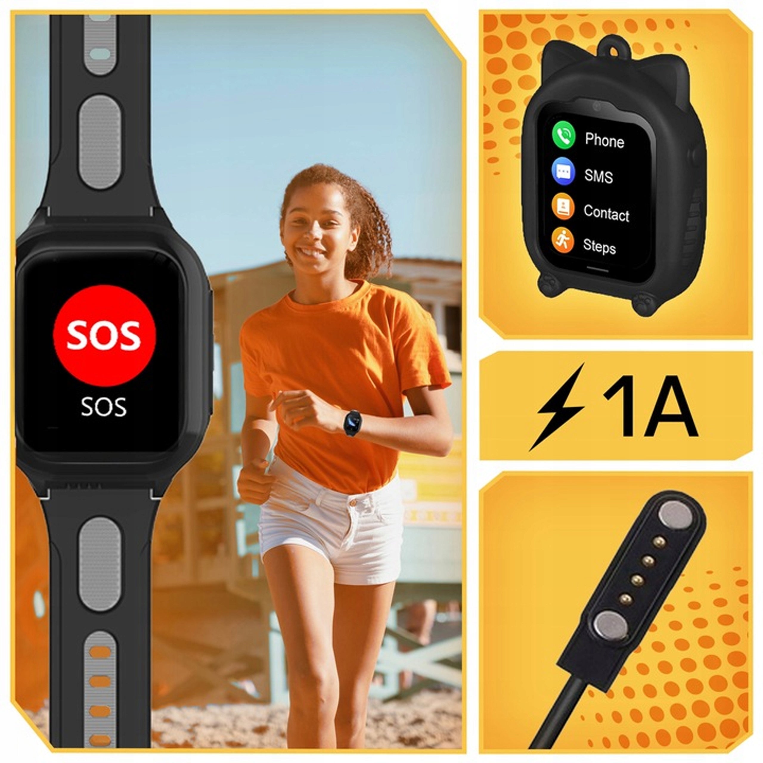 SMARTWATCH WATCH FOR CHILDREN LOCATION GPS SMS TALK GAMES 8GB BLACK Packaging status original