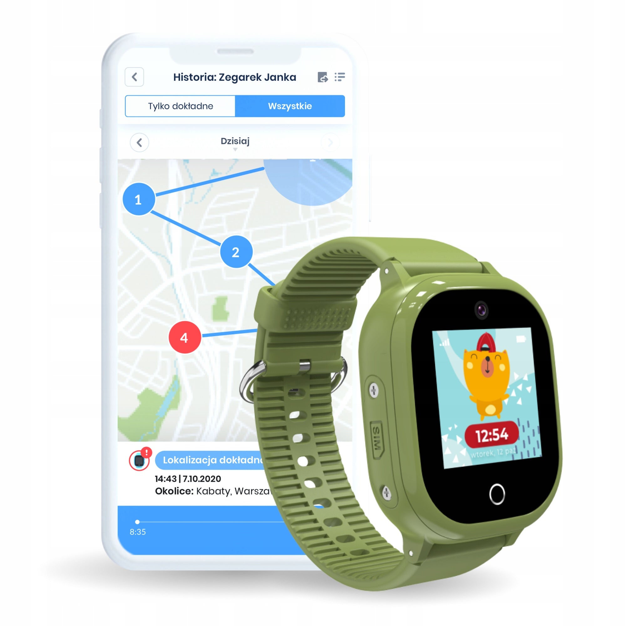 SMARTWATCH WATCH FOR CHILDREN LOCATOR GPS FUNCTION SAUCE GREEN LOCON Packaging status original