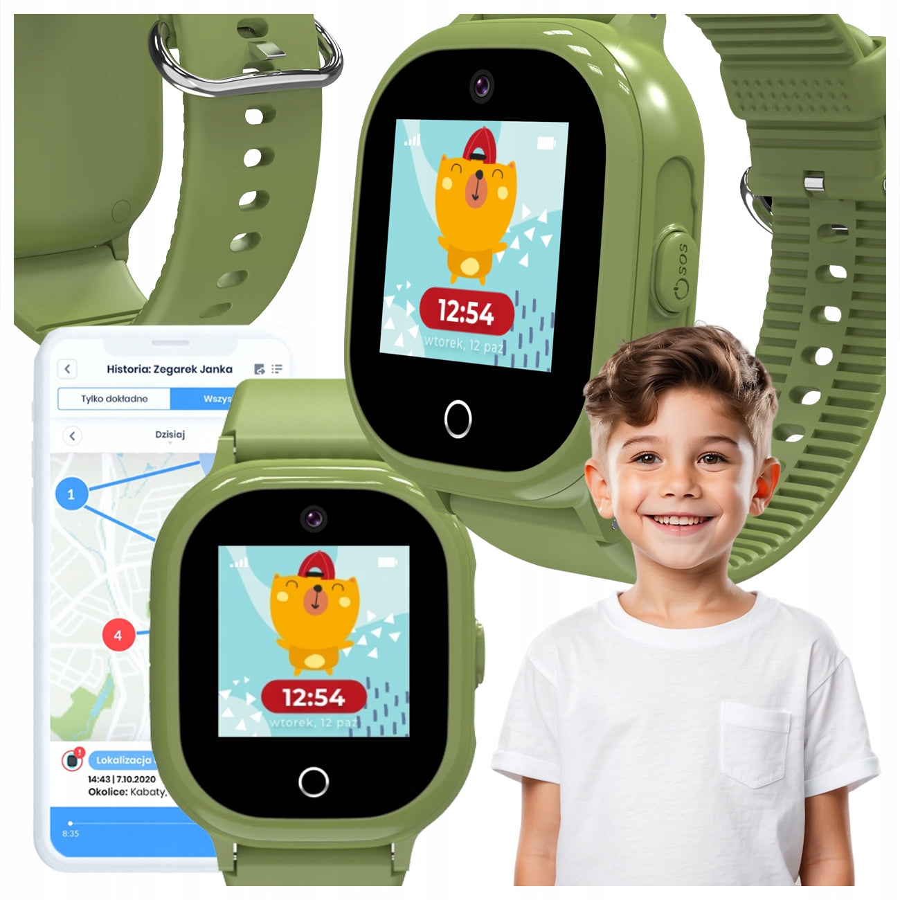 SMARTWATCH WATCH FOR CHILDREN LOCATOR GPS FUNCTION SAUCE GREEN LOCON