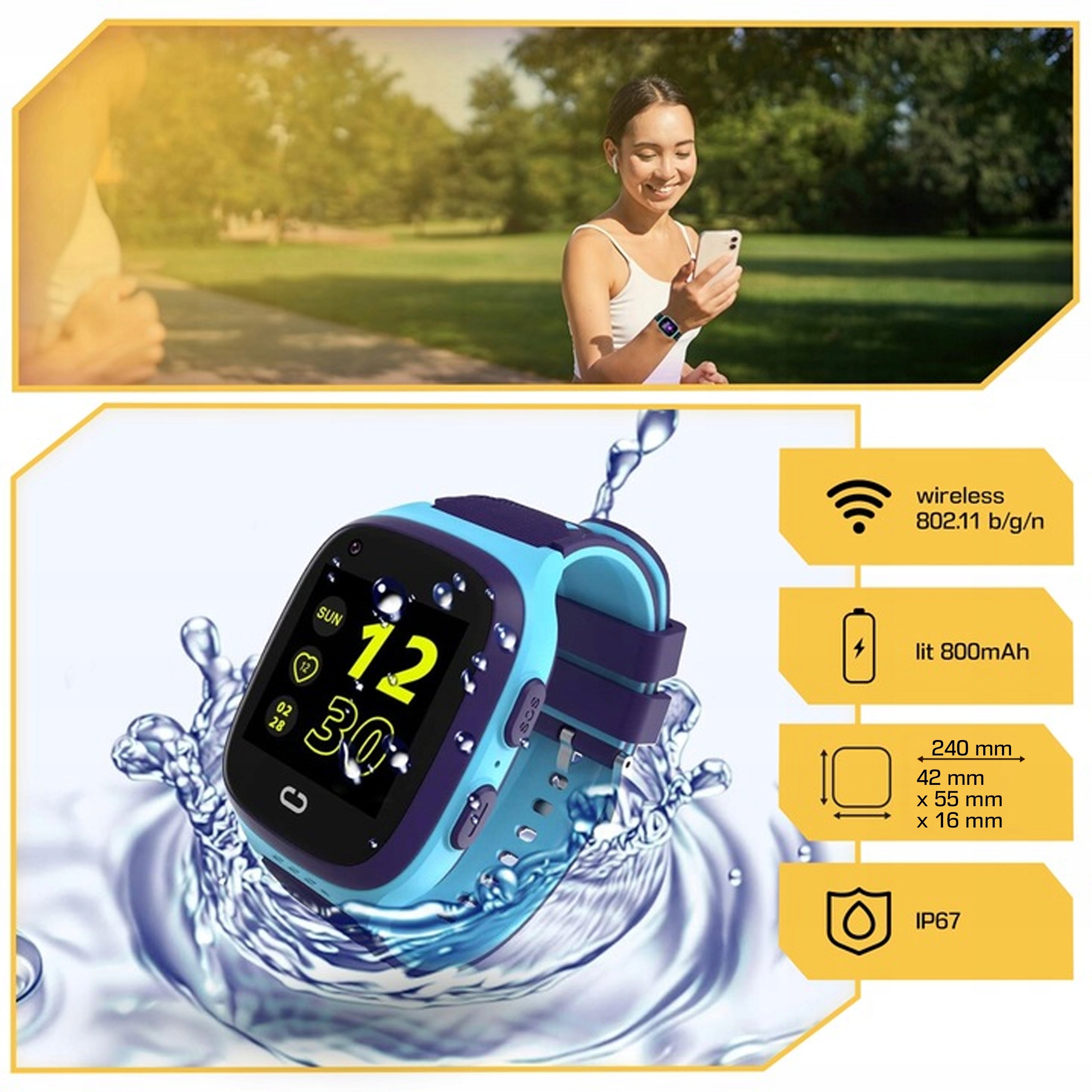 SMARTWATCH WATCH FOR CHILDREN SIM PHONE VIDEO CALL GPS SMS BLUE Packaging status original