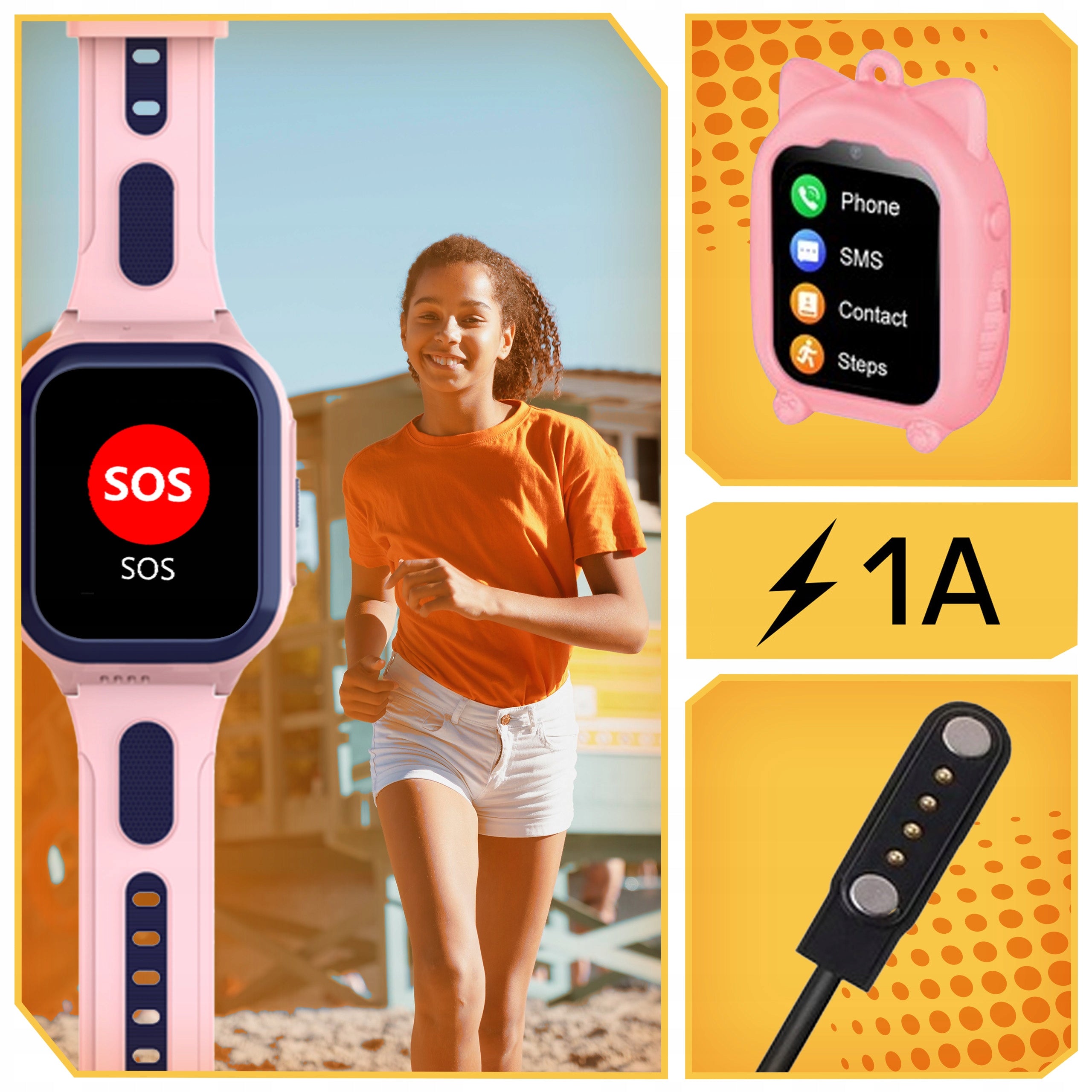 SMARTWATCH WATCH FOR KIDS LOCATION GPS SMS TALK GAMES 8GB PINK Packaging status original