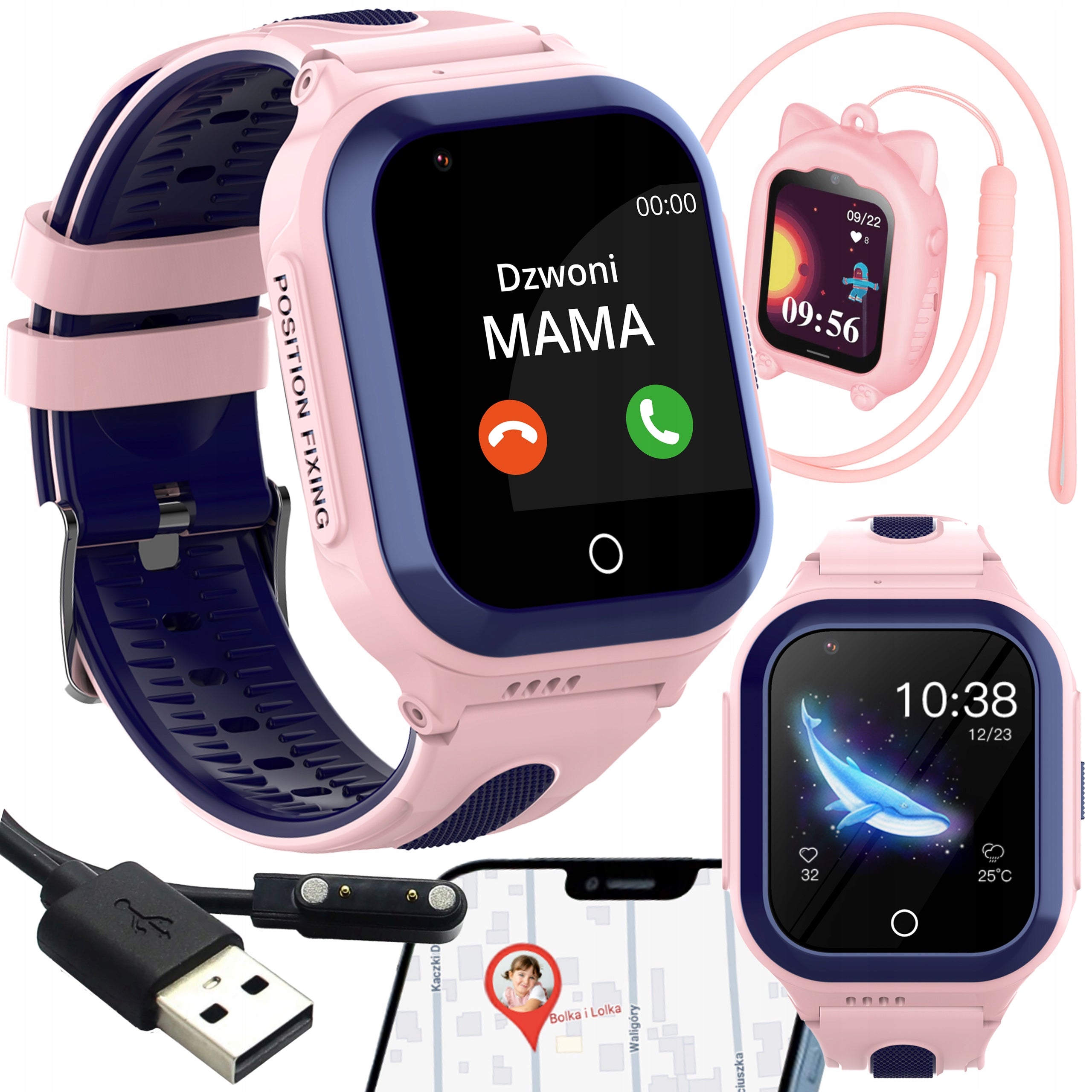 SMARTWATCH WATCH FOR KIDS LOCATION GPS SMS TALK GAMES 8GB PINK