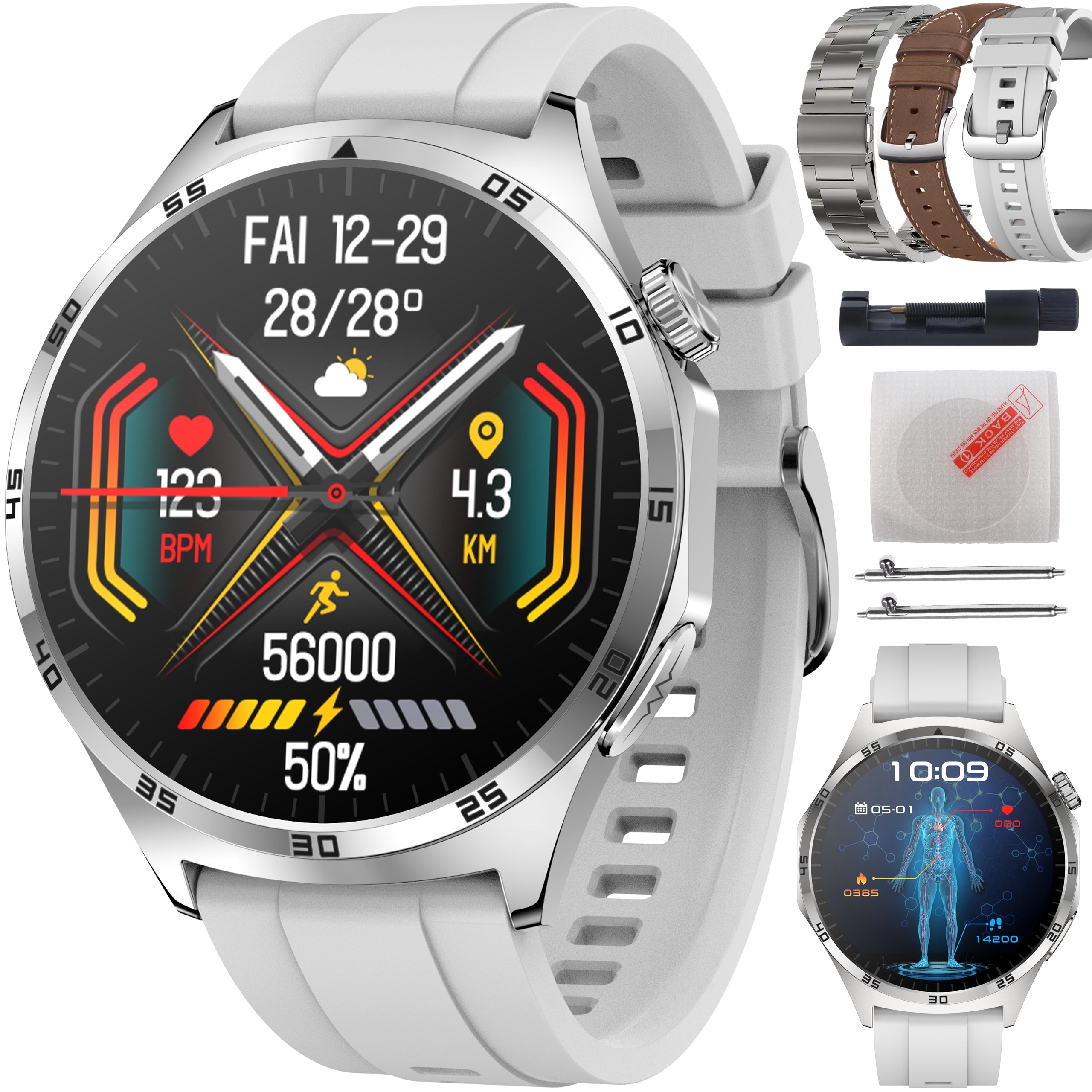 SMARTWATCH WATCH GLUCOSE ASSISTANT EKG PRESSURE CALIBRATION MENUPL
