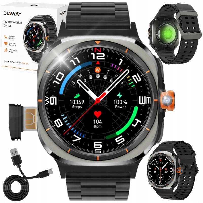SMARTWATCH WATCH GPS BLACK AMOLED SPORTS CALLS WOMEN MENU PL