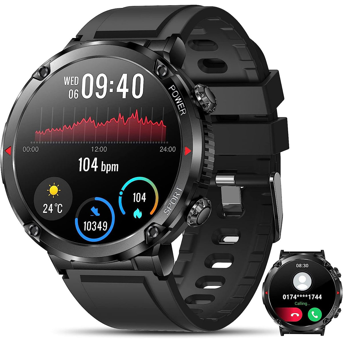 SMARTWATCH WATCH MEN'S TALK HEART RATE PRESSURE SATURATION SPORT MUSIC PL Packaging status original