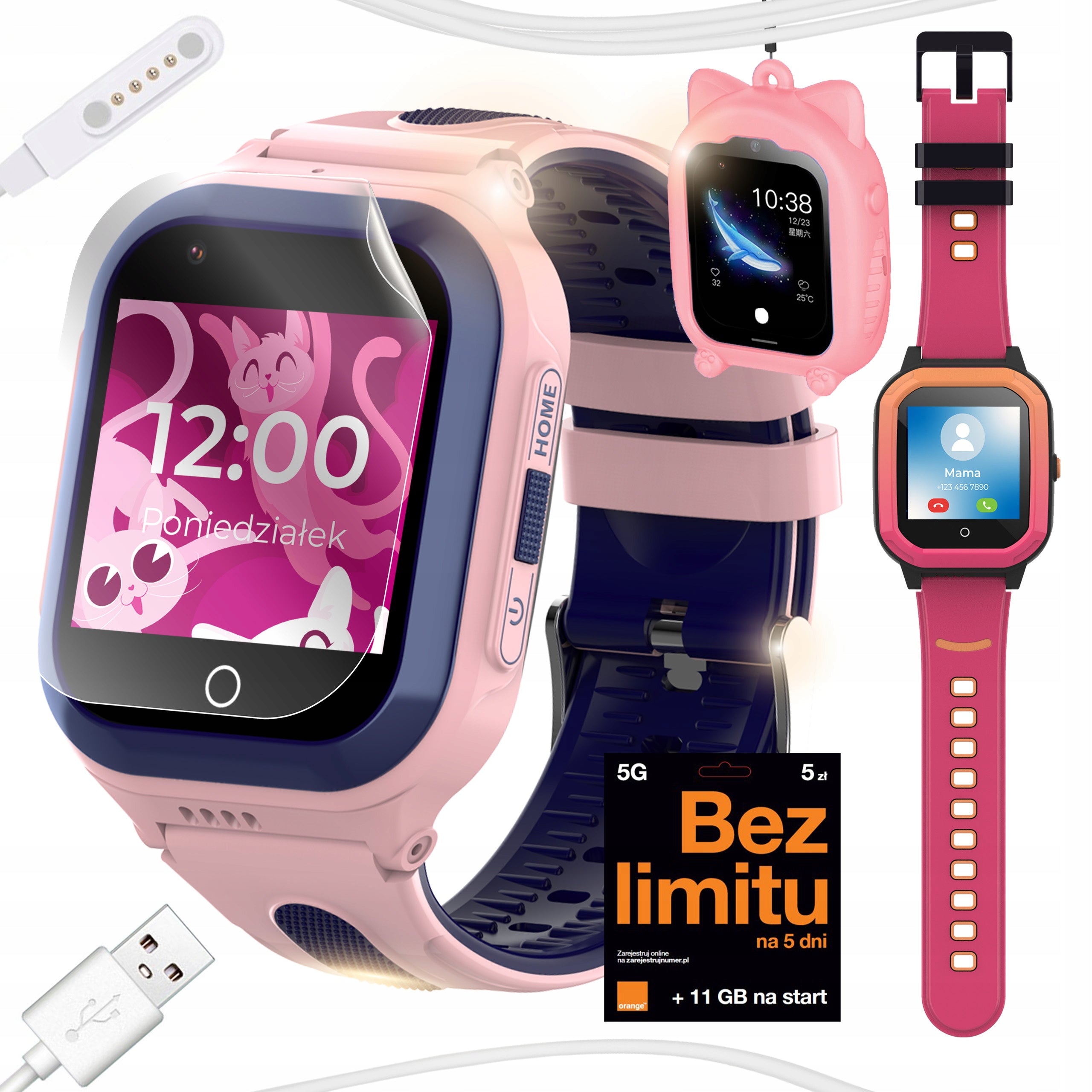 SMARTWATCH WATCH PHONE FOR CHILDREN GPS 4G SMS WITH CHAT GAMES