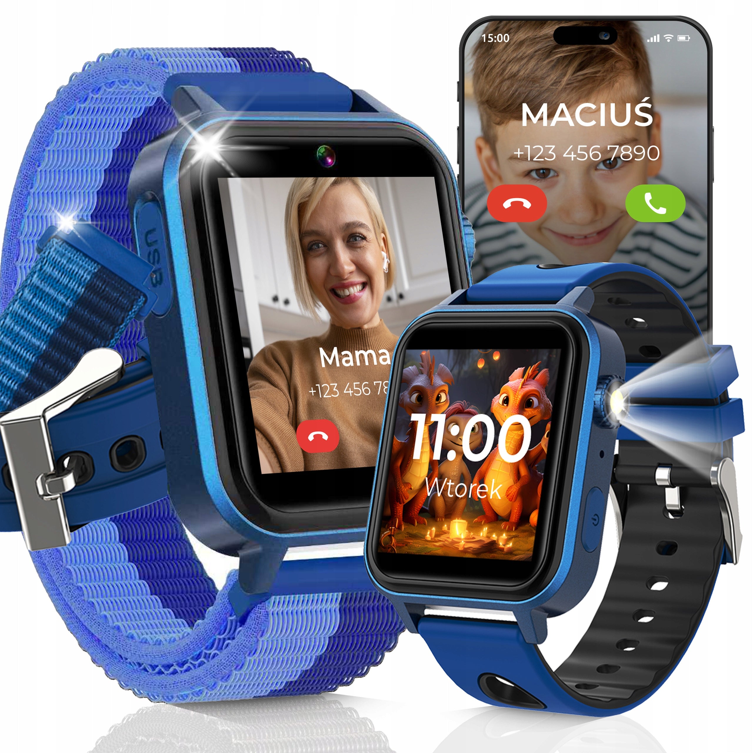 SMARTWATCH WATCH PHONE FOR CHILDREN TALK MUSIC GAMES FLASHLIGHT PEDOMETER Manufacturer code Smartwatch dziecięcy