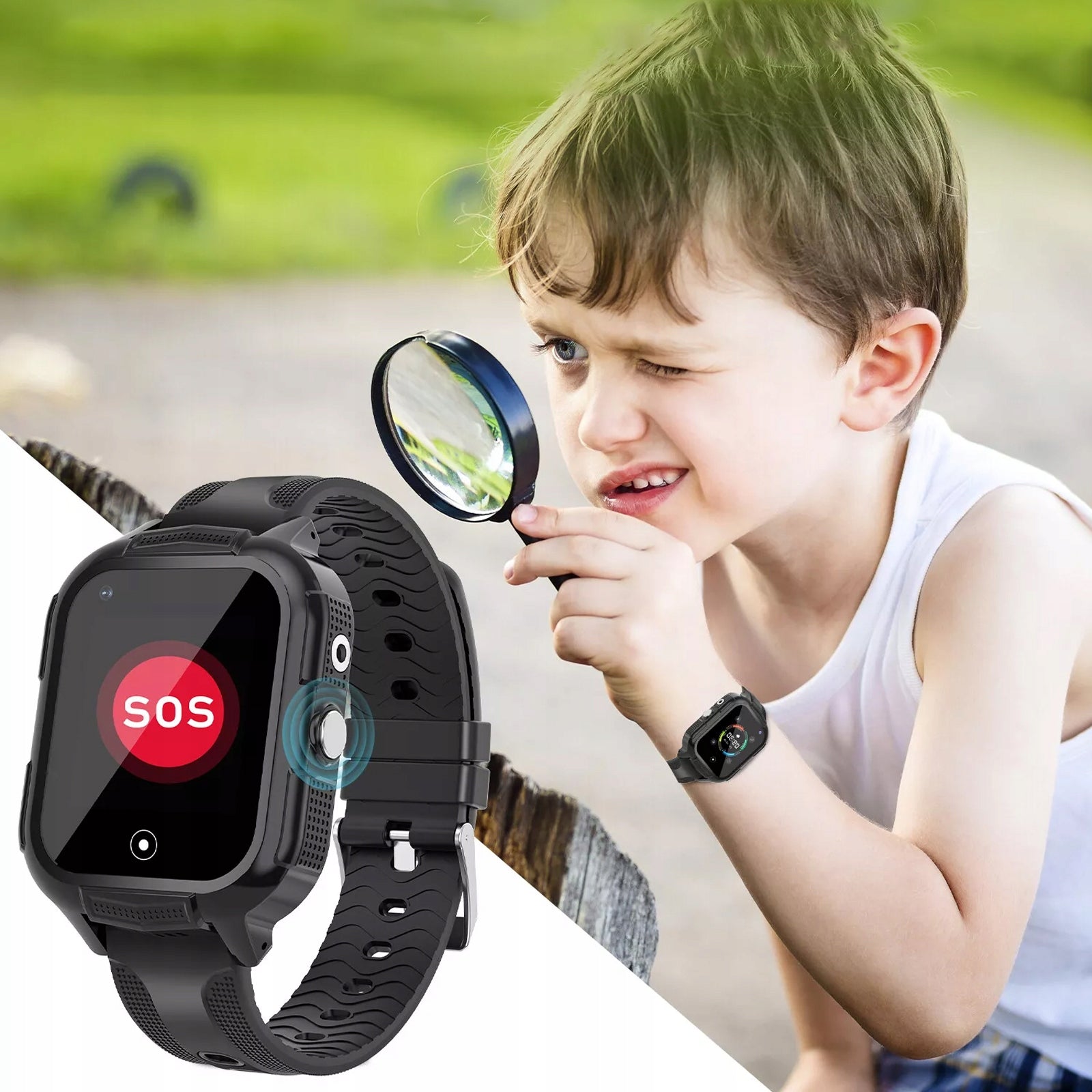SMARTWATCH WATCH PHONE FOR Kids CONVERSATIONS MUSIC PEDOMETER camera Black Brand no brand