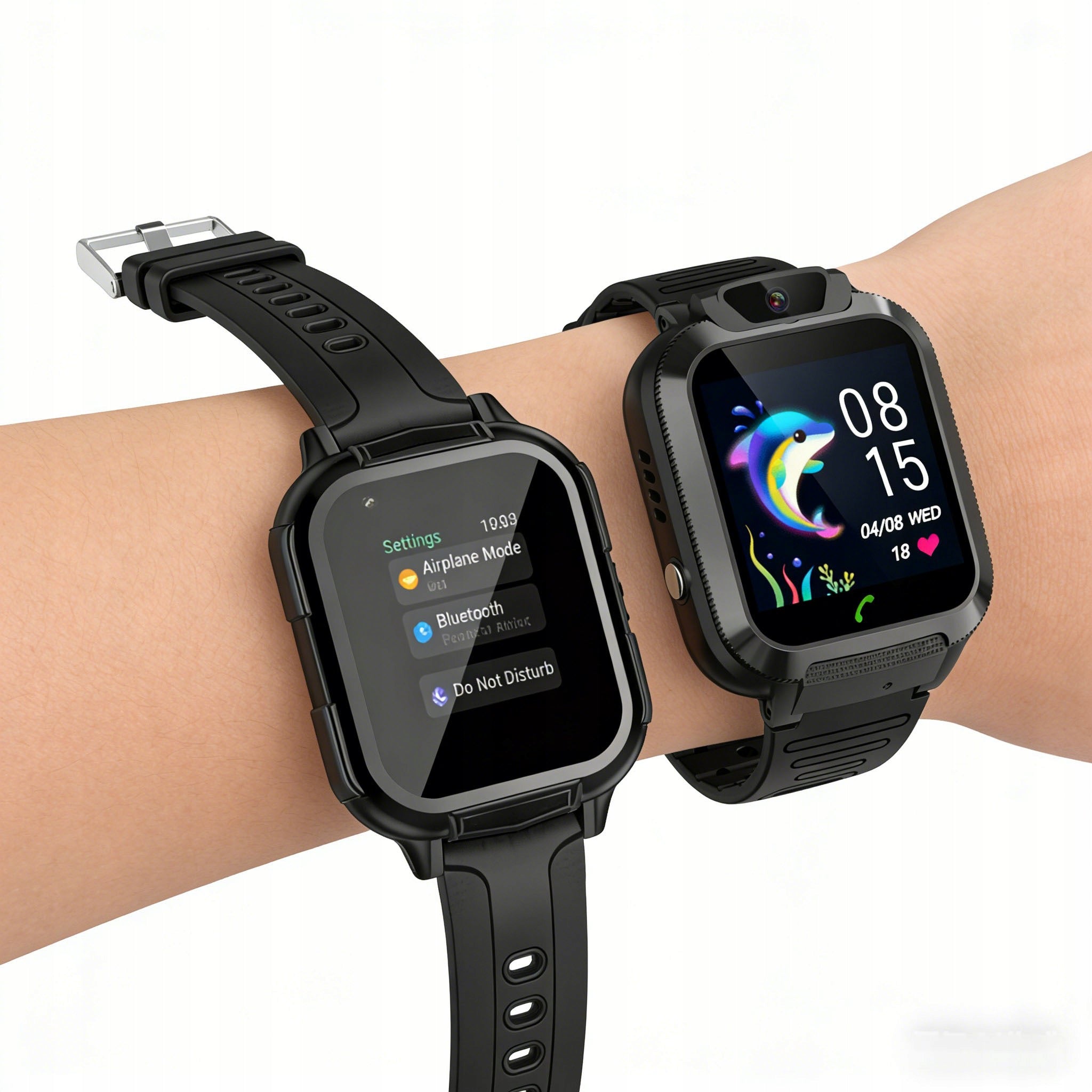 SMARTWATCH WATCH PHONE FOR Kids CONVERSATIONS MUSIC PEDOMETER camera Black