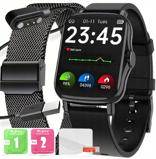 SMARTWATCH WATCH POLISH MENU CALLS NOTIFICATIONS SPORT BLACK