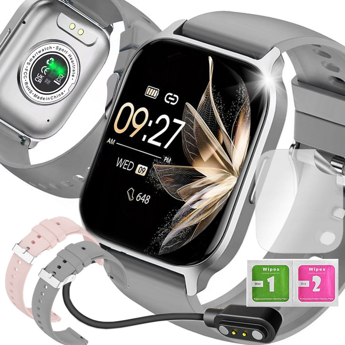 SMARTWATCH WATCH POLISH MENU TALK SMART WATCH WOMEN SILVER