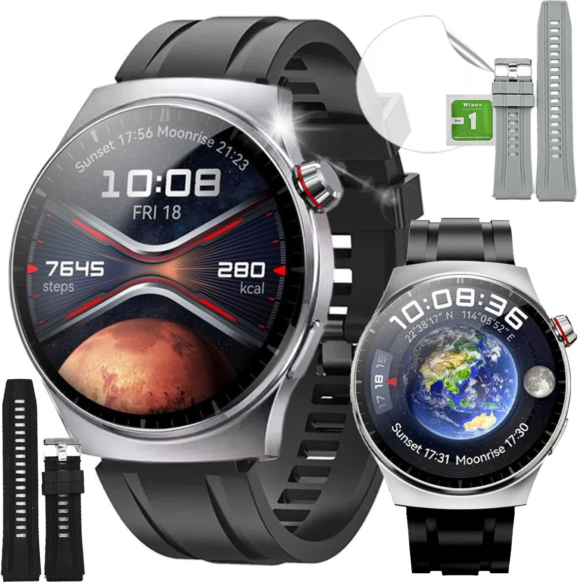 SMARTWATCH WATCH POLISH MENU TALK SPORT SMART WATCH MEN SILVER