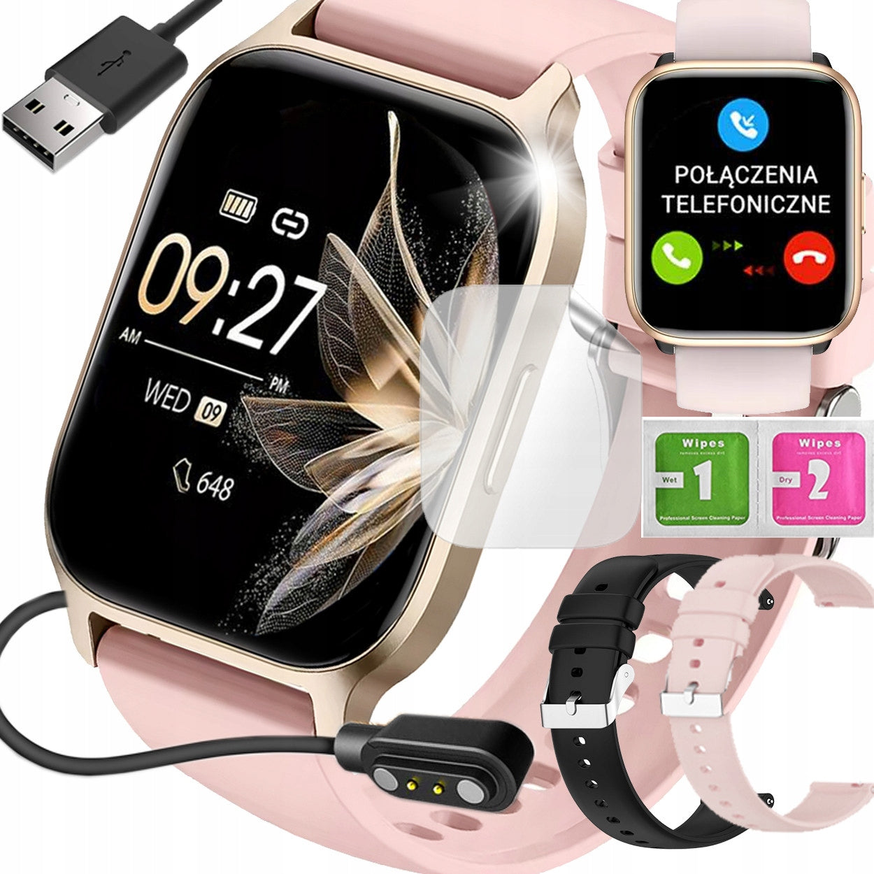 SMARTWATCH WATCH POLISH MENU TALK SPORT SMART WATCH WOMEN PINK