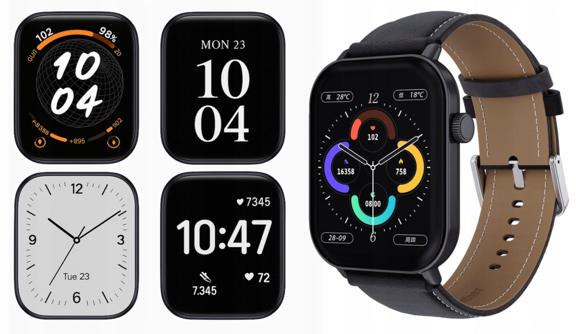 SMARTWATCH WATCH POLISH MENU WATERPROOF SPORT HEALTH MEASUREMENTS CONVERSATION