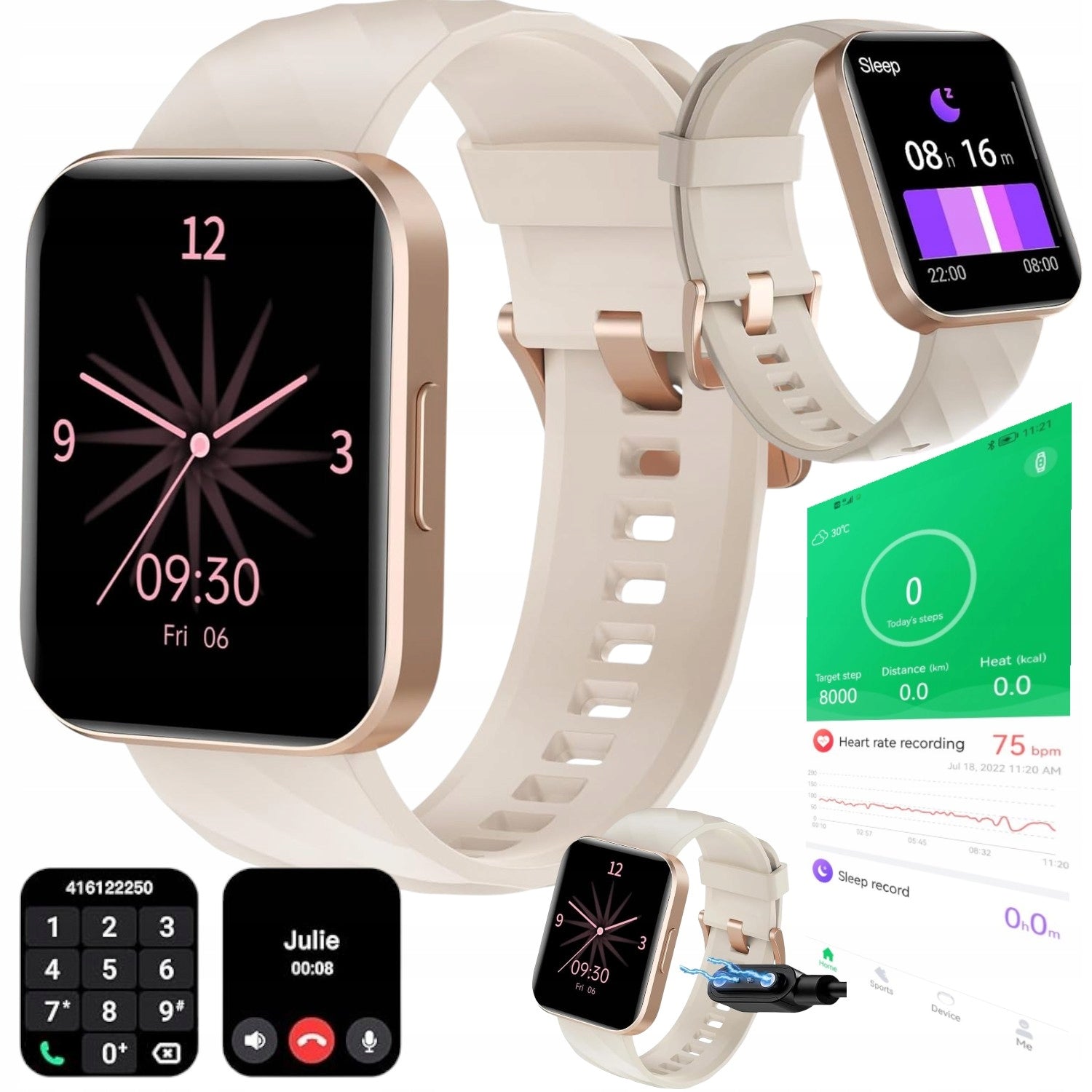 SMARTWATCH WATCH RUIMEN D1 BLUETOOTH BEIGE