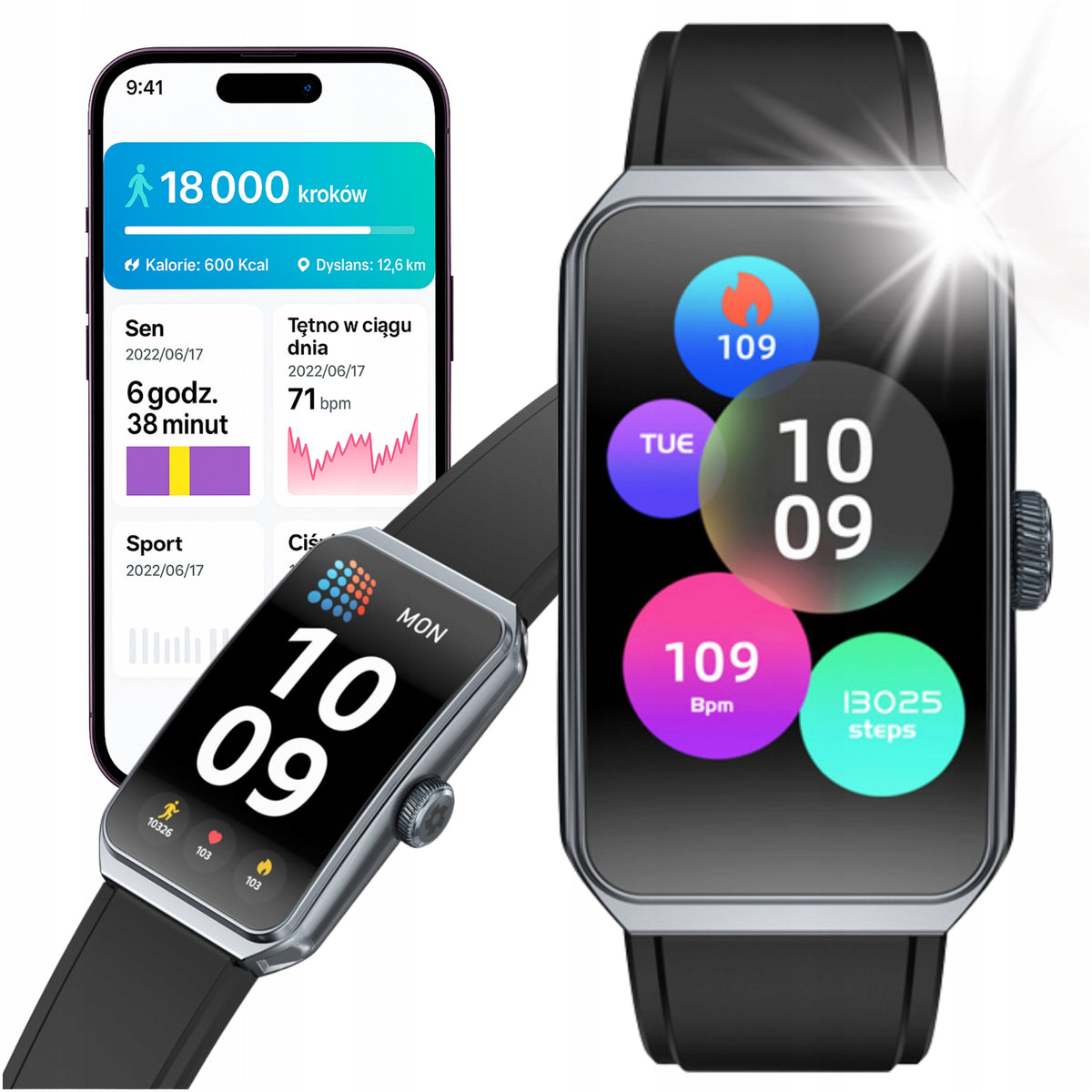 SMARTWATCH WATCH SMARBANDT AMOLED SPORT PULSE OXYGEN NOTIFICATIONS MENU PL