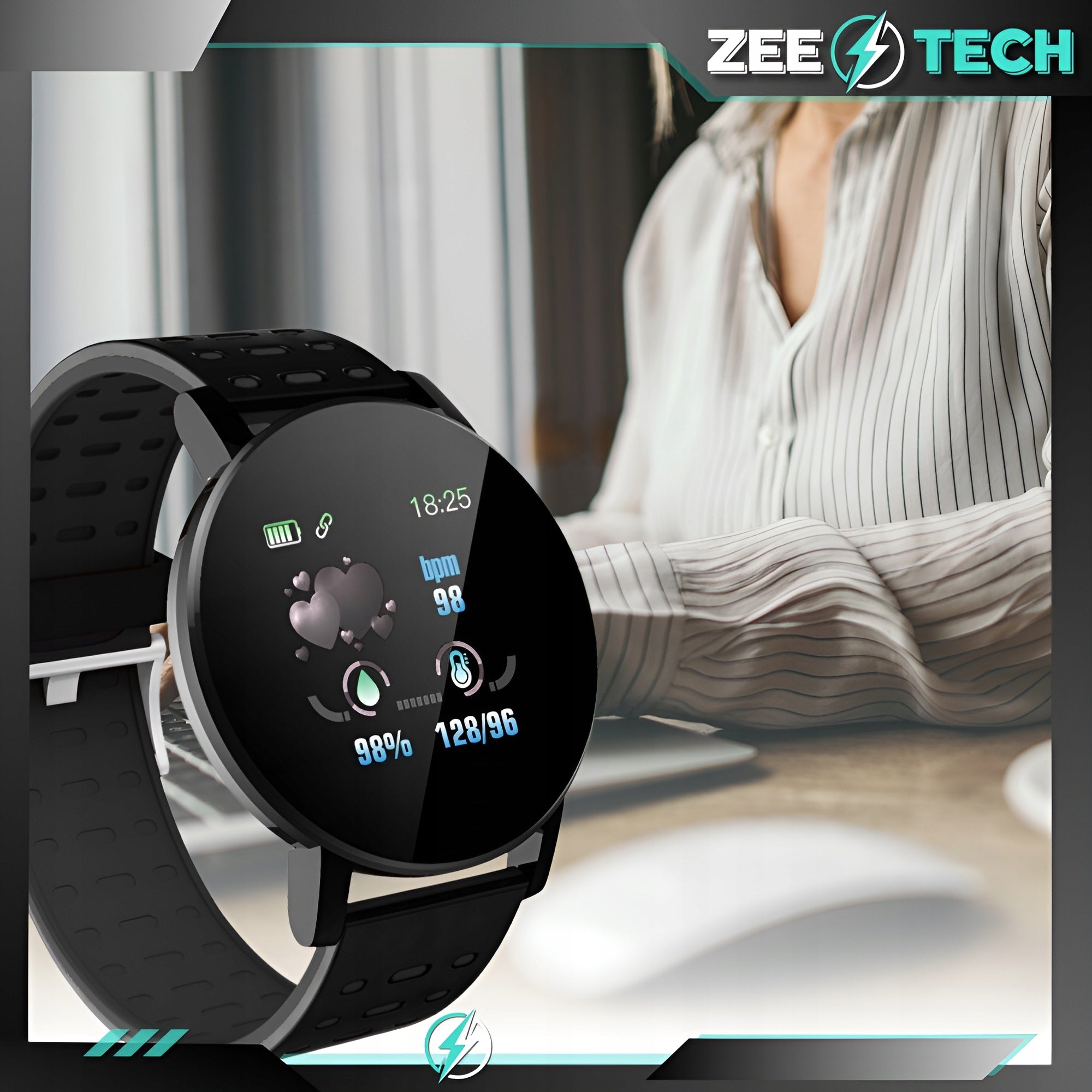 SMARTWATCH WATCH SPORTS BAND MEN'S WOMEN'S STEPS HEART RATE NOTIFICATIONS Color gray