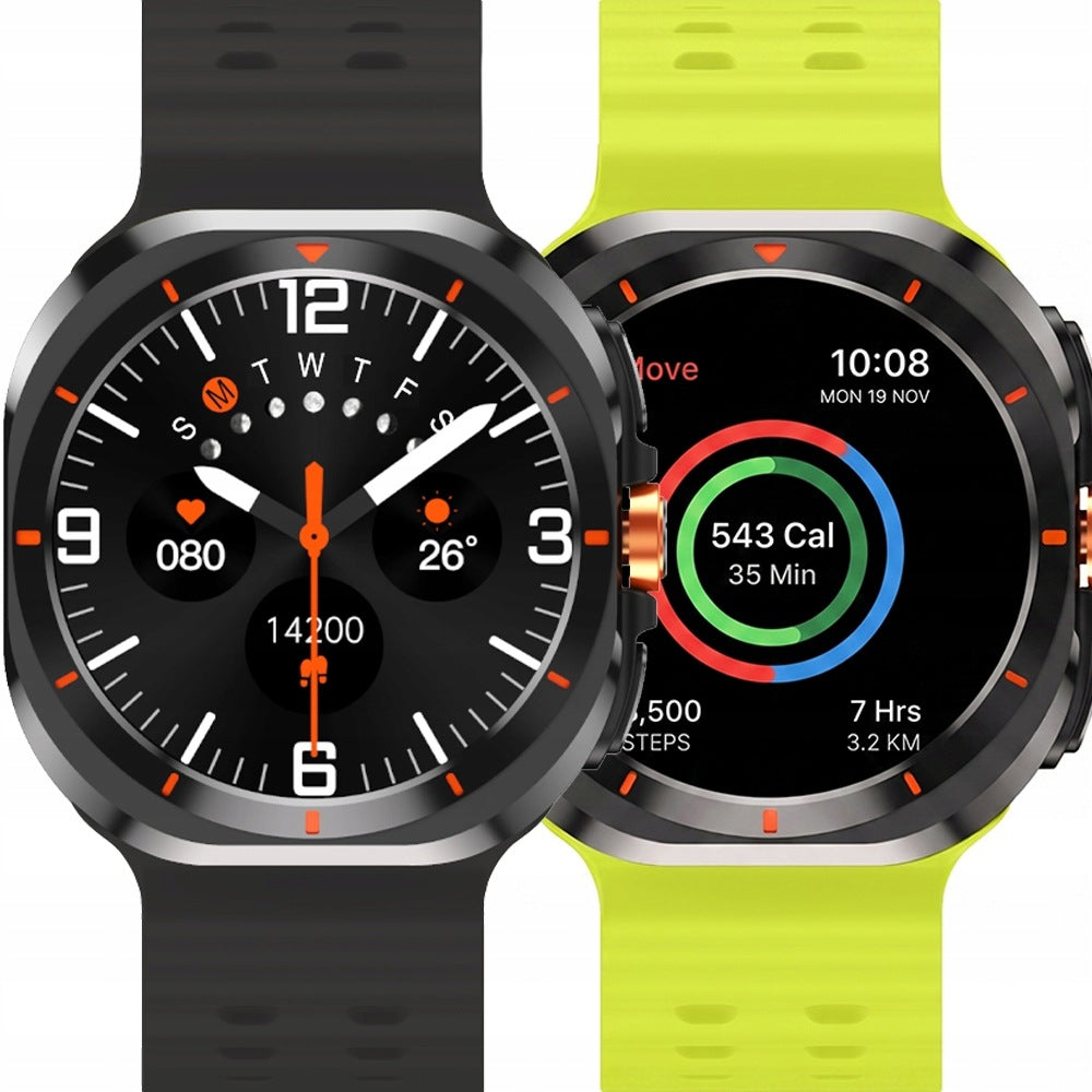 SMARTWATCH WATCH TALK MENU PL IP67 BLACK solid watch + 2 STRAPS