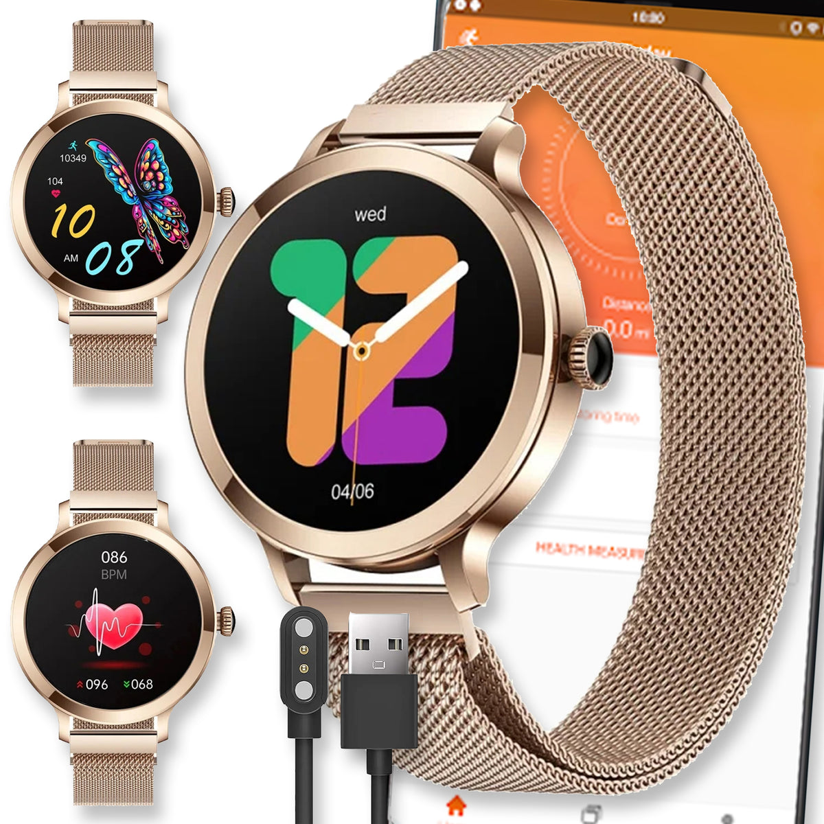 SMARTWATCH WATCH WOMEN MENU PL POLISH CALLS AMOLED SPORT PULS