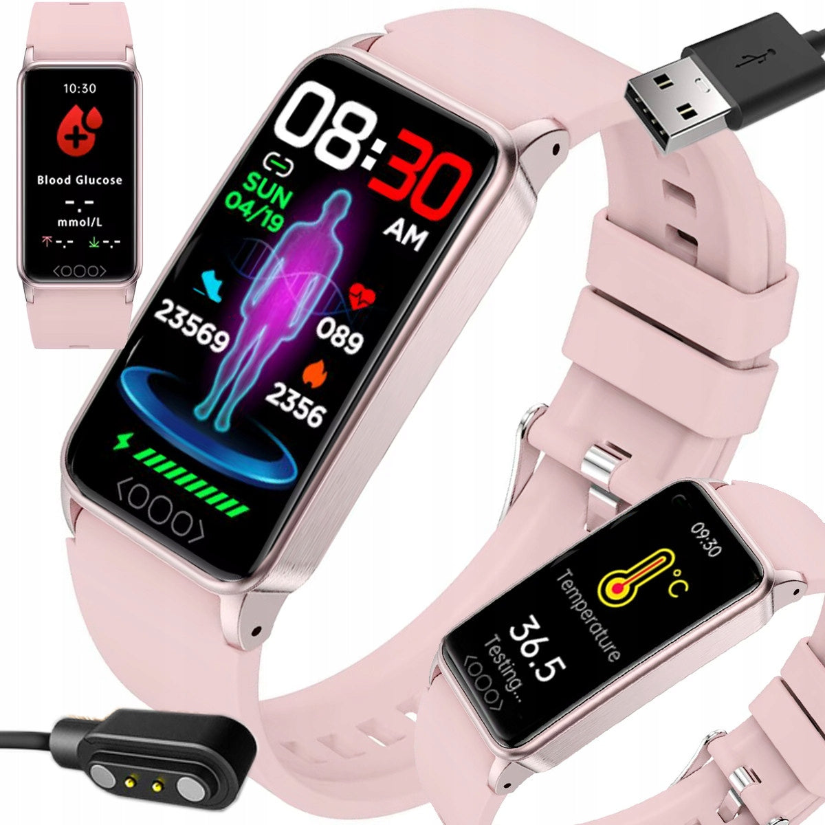 SMARTWATCH WITH GLUCOSE METER TEMPERATURE URIC ACID PL MENU