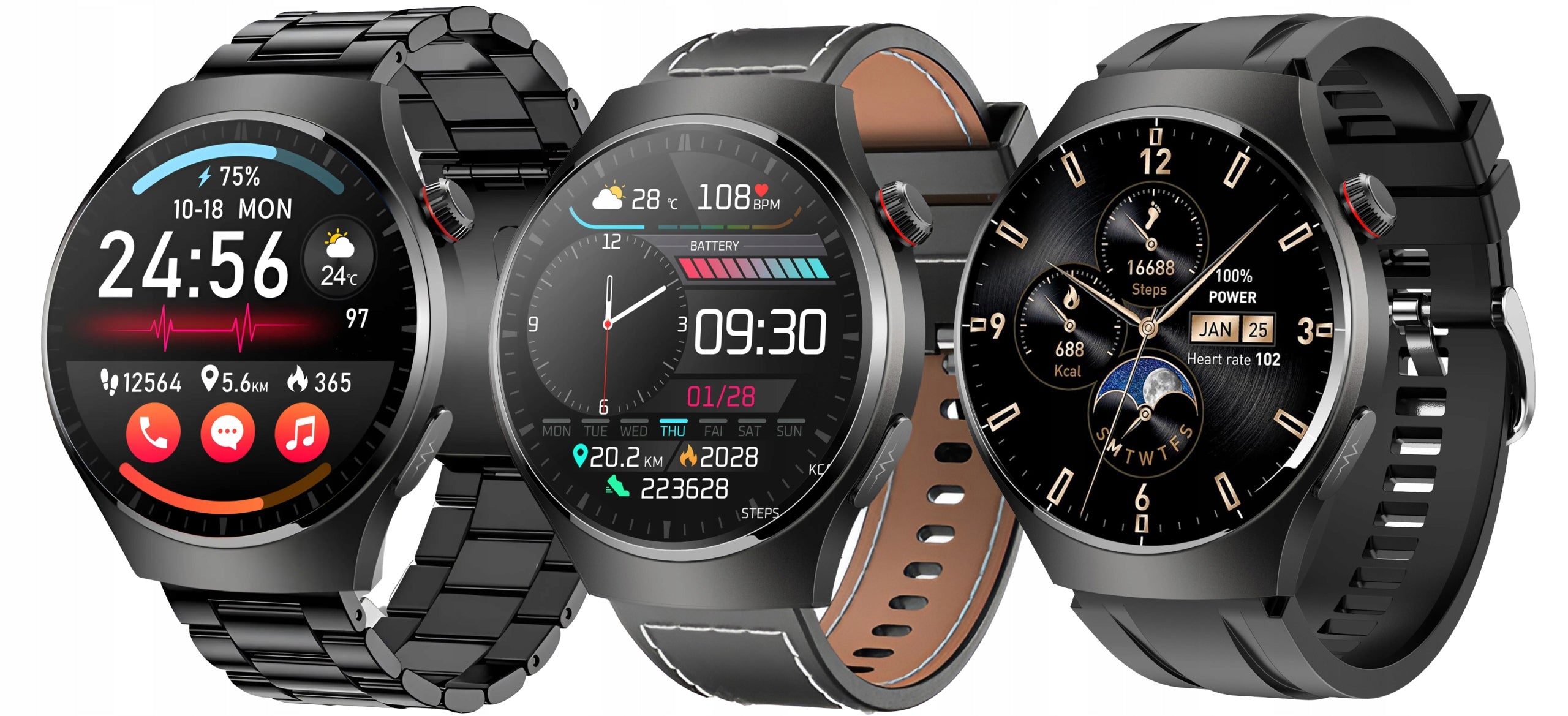 SMARTWATCH WITH SUGAR MEASUREMENT AMOLED 440 MAH BLOOD PRESSURE MONITOR EKG BMI HEART RATE MONITOR Packaging status original