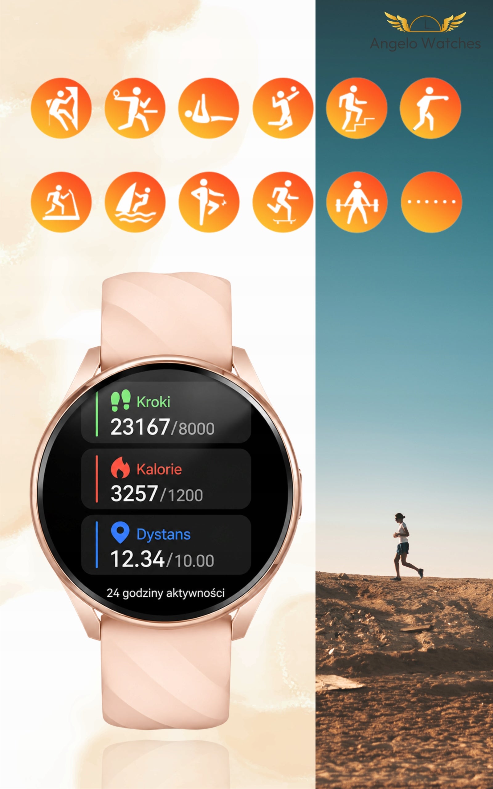 SMARTWATCH WOMEN'S BLUETOOTH CALLS HEART RATE NOTIFICATIONS SPORT SLEEP MENU PL Packaging status original