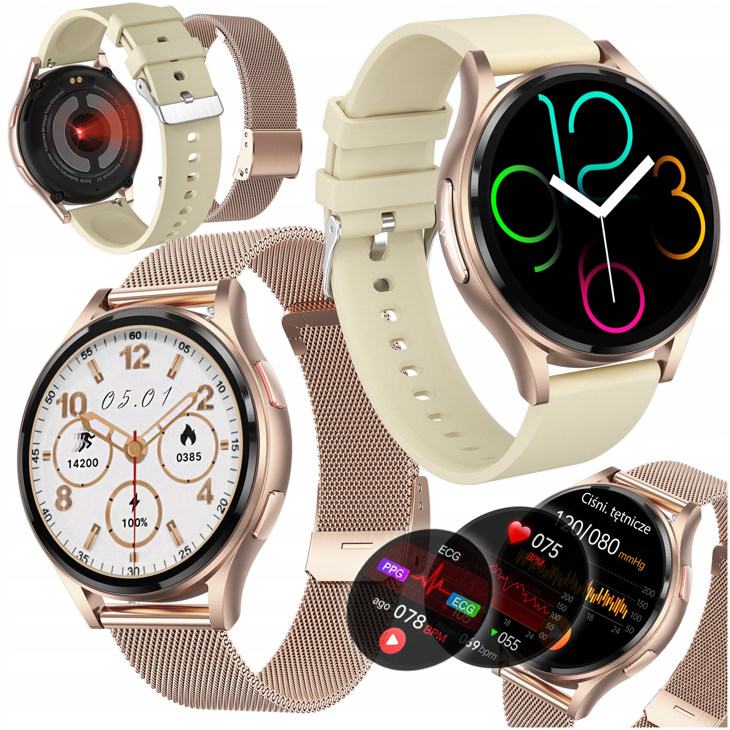 SMARTWATCH WOMEN'S CARDIOWATCH MEASUREMENT EKG HRV CALL PRESSURE SMS SPORT PL