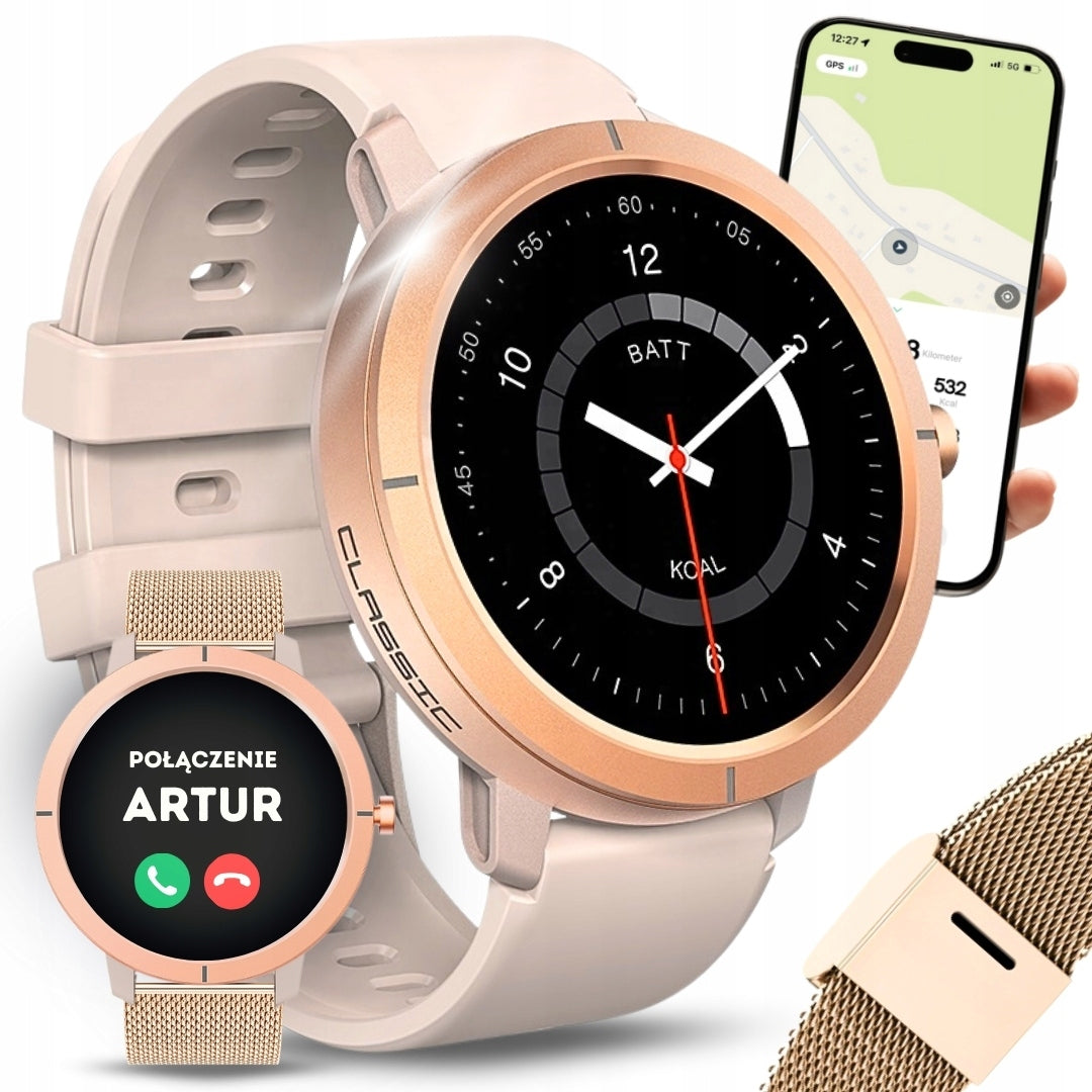SMARTWATCH WOMEN'S CONNECTIONS GPS MENU PL AMOLED GOLD SPORTS PULSE 2 STRIPES