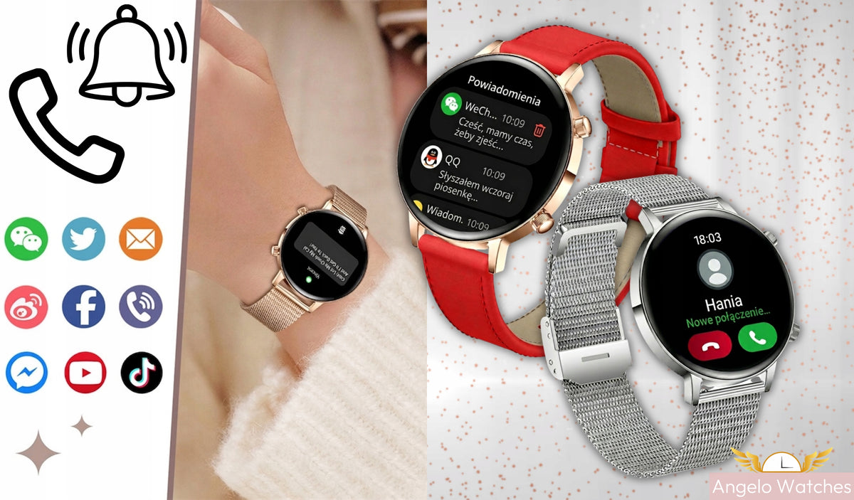 SMARTWATCH WOMEN'S ELEGANT WATCH AMOLED TALK BT 3 STRIPES SILVER IP68 Packaging status original