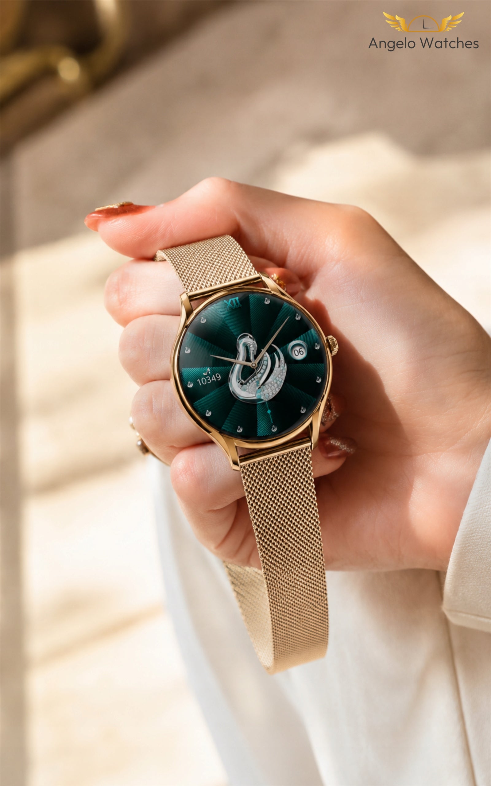 SMARTWATCH WOMEN'S GOLD AMOLED CONVERSATION NOTIFICATIONS BT HEART RATE SLEEP MENU PL Packaging status original