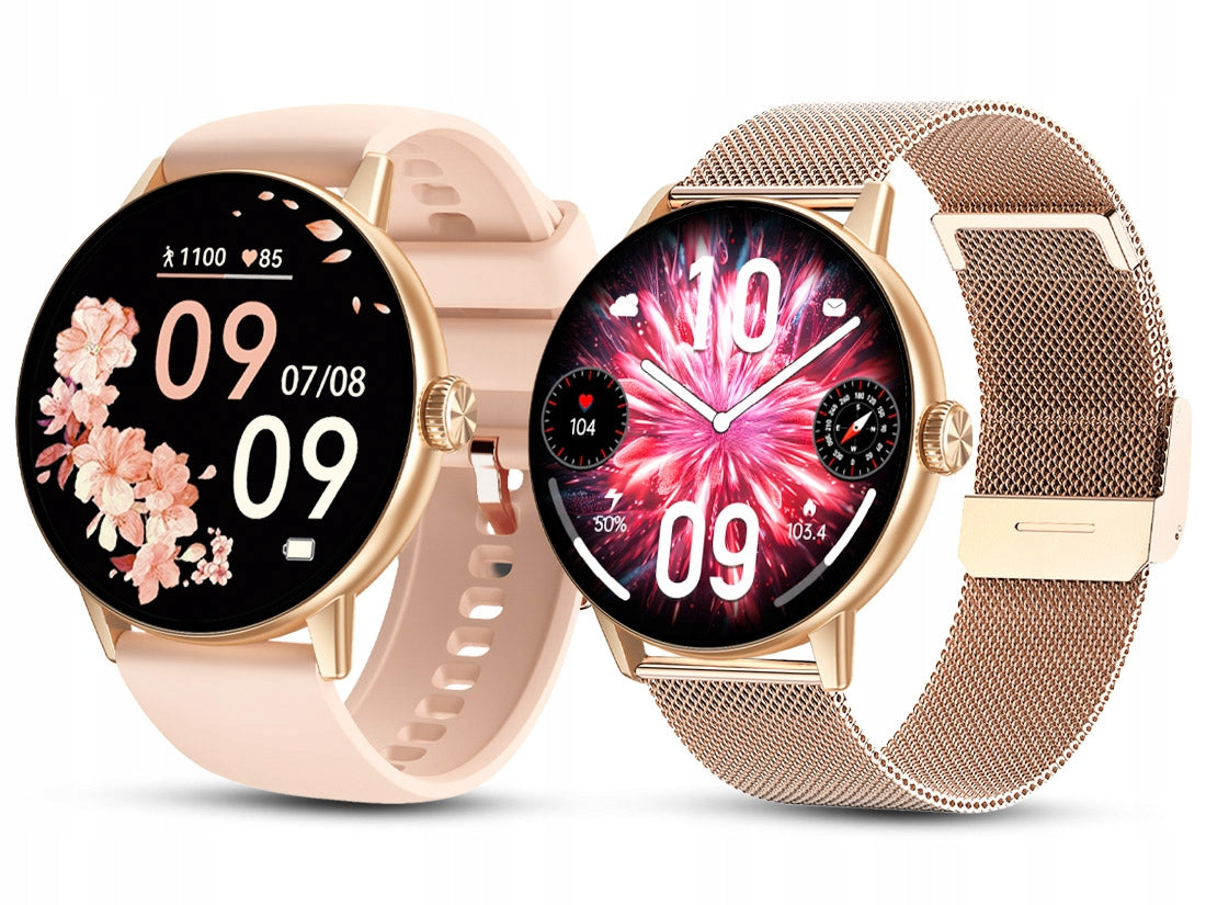 SMARTWATCH WOMEN'S GOLD WATCH PL TALK MENU VOICE RECORDER PHOTO TRANSLATOR AI Packaging status original