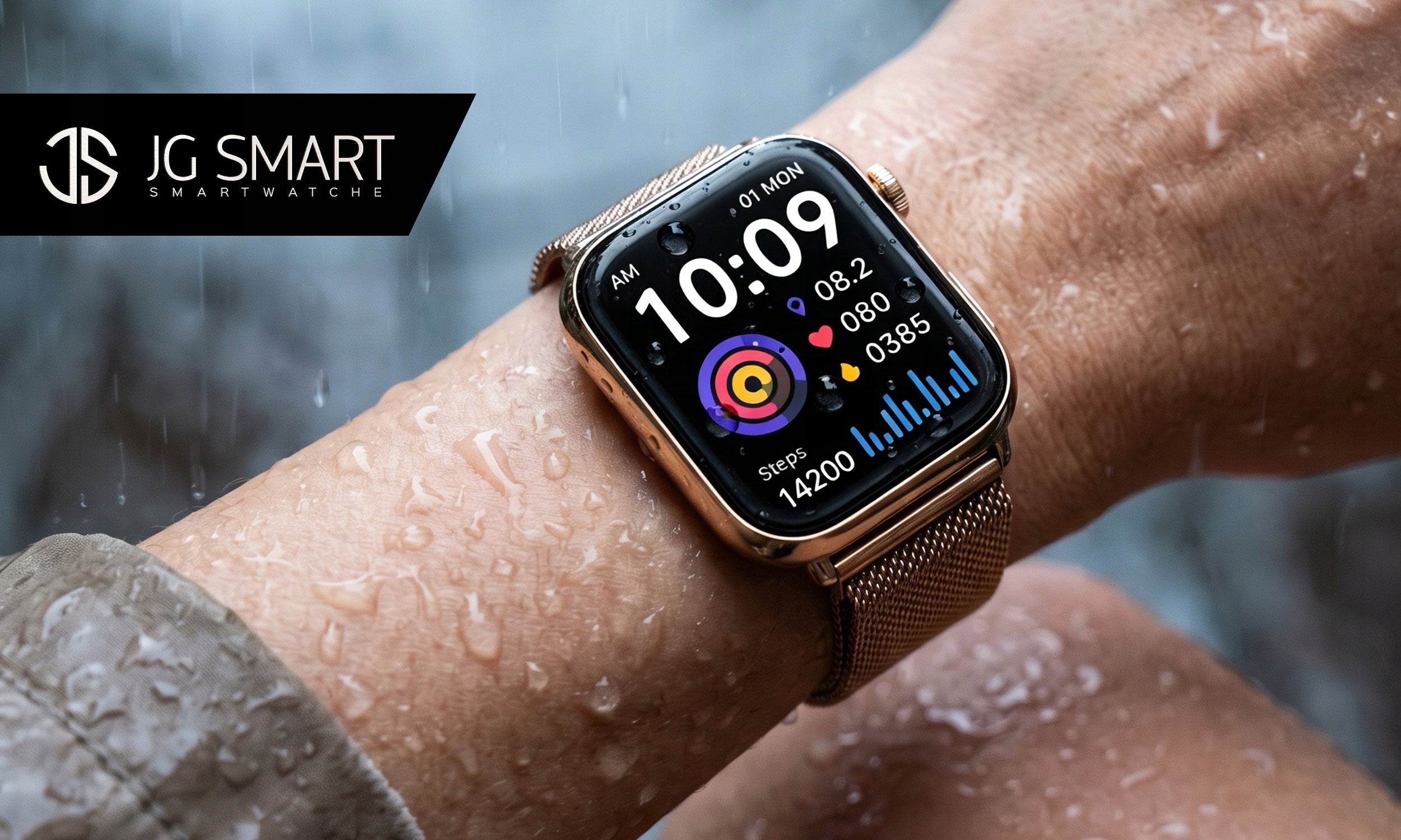 SMARTWATCH WOMEN'S Menu Polish Gold Conversation Heart Rate Monitor Pressure Sleep 2 Strips Packaging status original