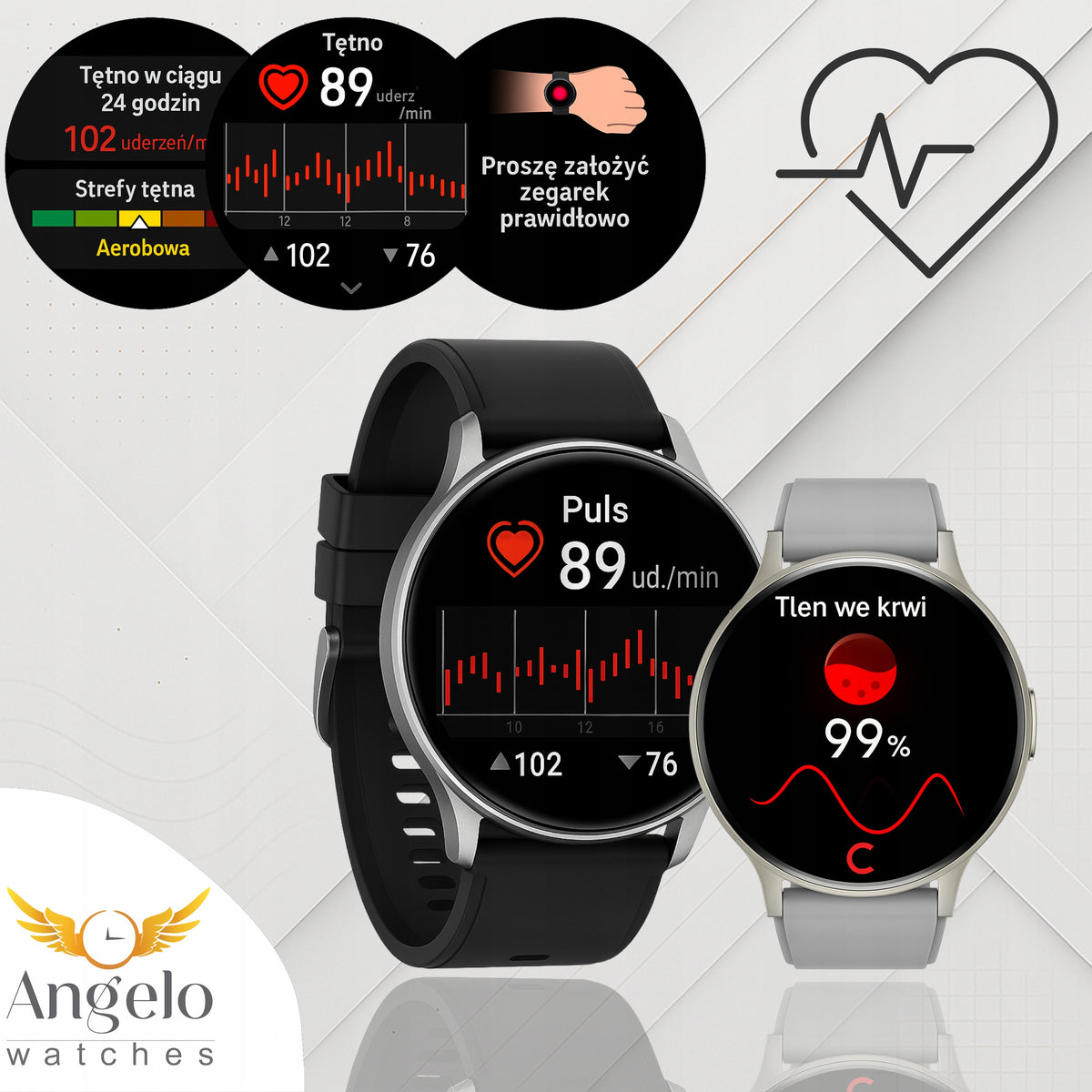 SMARTWATCH WOMEN'S TALK BT AMOLED IP68 SPORT HEALTH HEART RATE SLEEP MENU PL Brand Angelo Watches