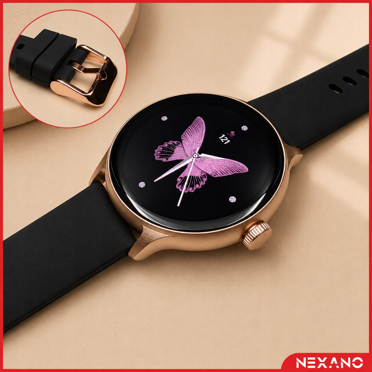 SMARTWATCH WOMEN'S WATCH AMOLED MENU PL TALK SMS HEALTH GOLD 4 STRIPES Manufacturer code NX MINI złoty amoled 4 paski